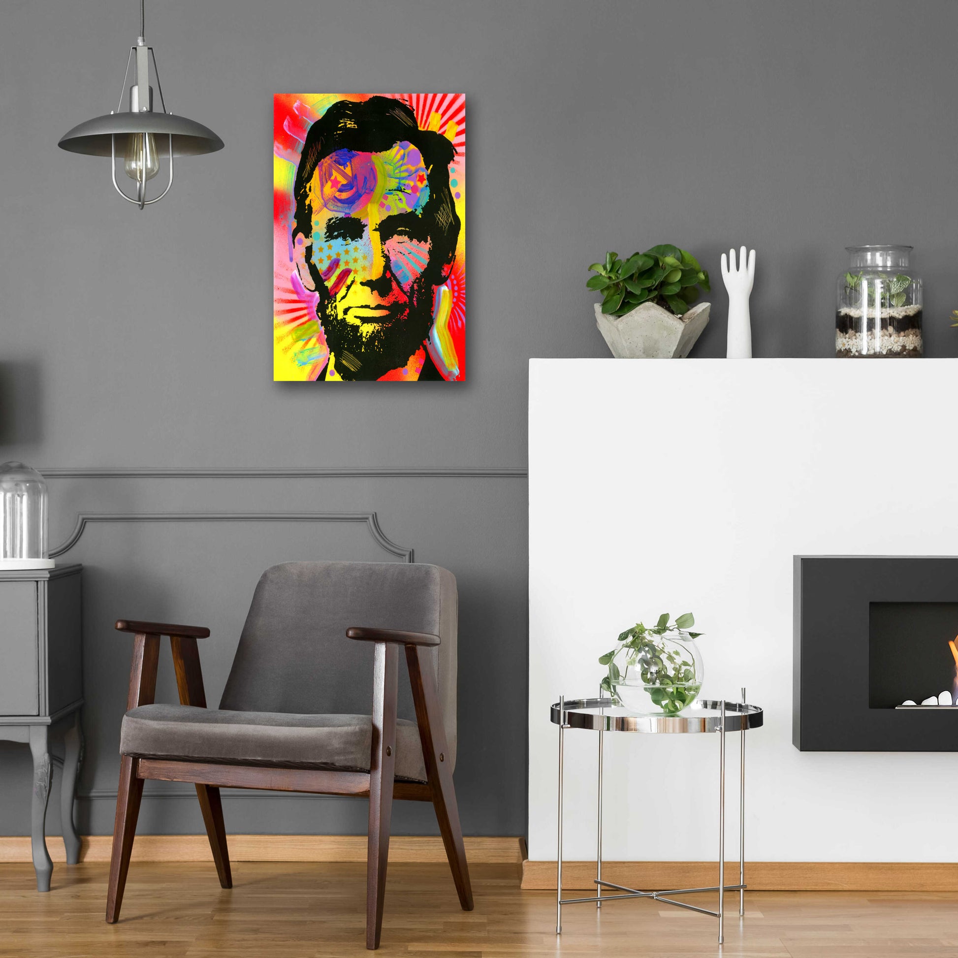 Epic Art 'Lincoln War Paint' by Dean Russo, Acrylic Glass Wall Art,16x24