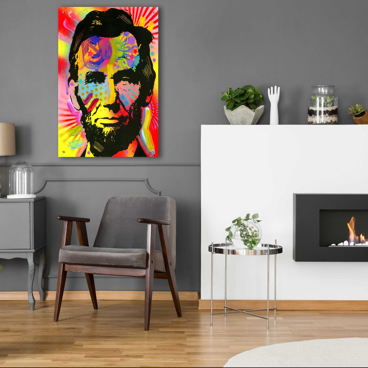 Epic Art 'Lincoln War Paint' by Dean Russo, Acrylic Glass Wall Art,24x36