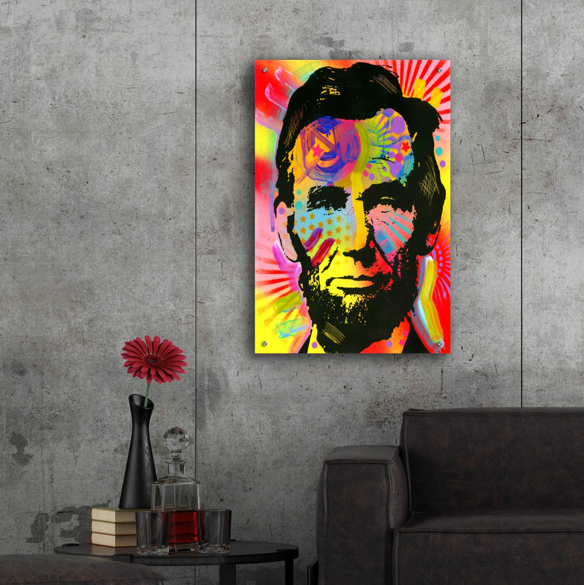 Epic Art 'Lincoln War Paint' by Dean Russo, Acrylic Glass Wall Art,24x36