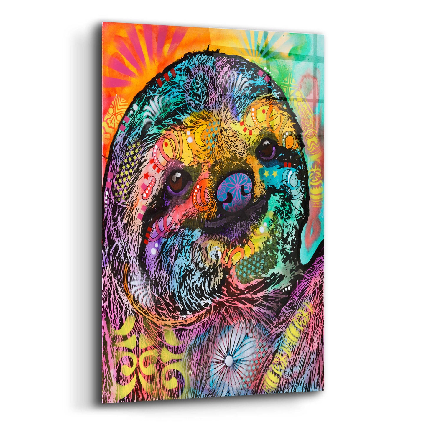 Epic Art 'Sloth Smile' by Dean Russo, Acrylic Glass Wall Art,12x16