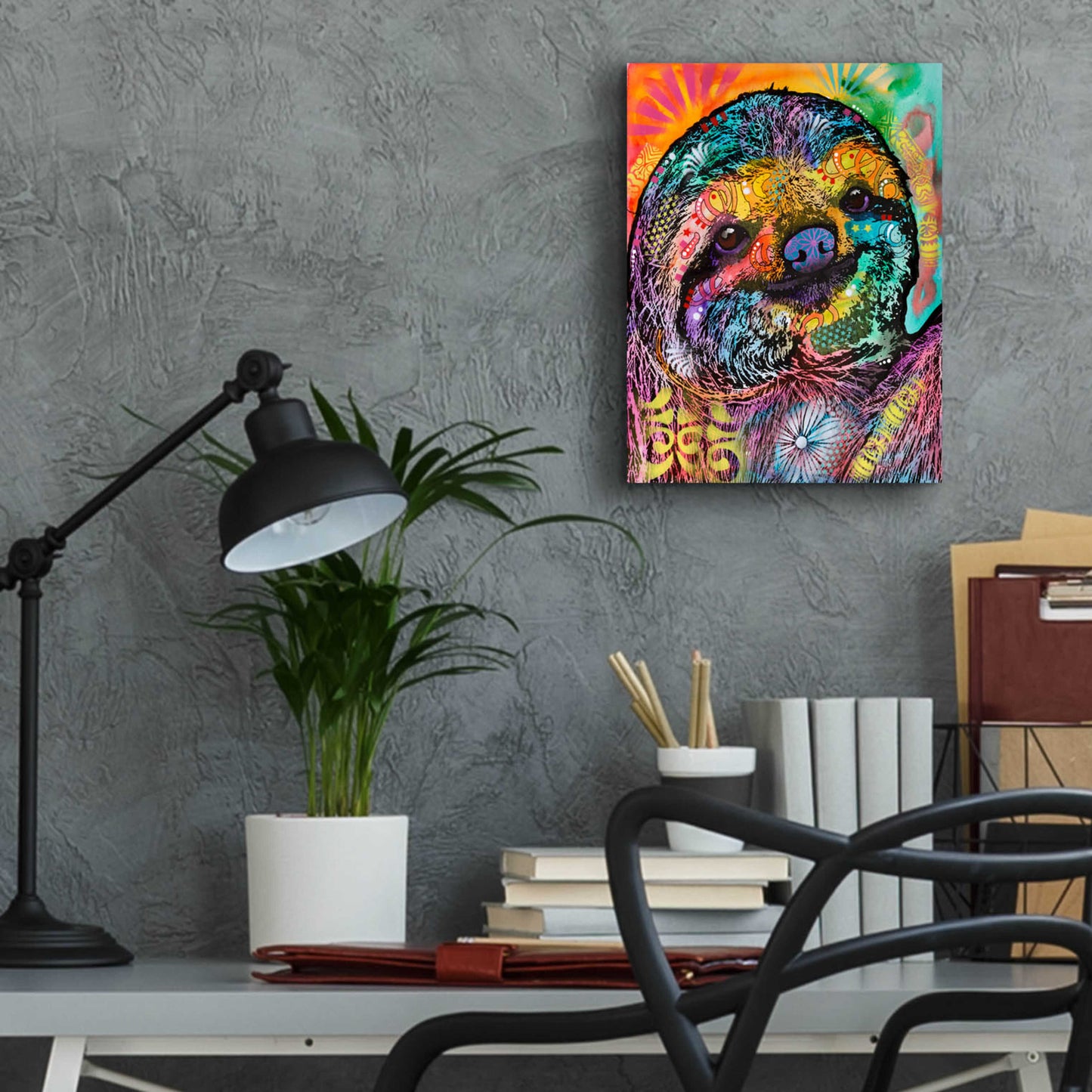 Epic Art 'Sloth Smile' by Dean Russo, Acrylic Glass Wall Art,12x16