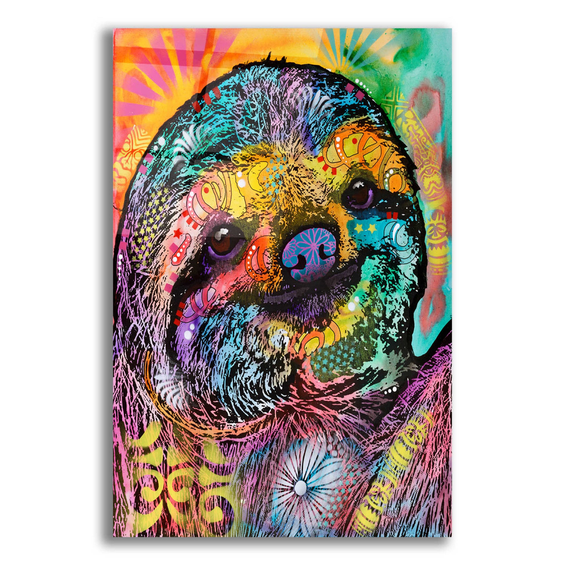 Epic Art 'Sloth Smile' by Dean Russo, Acrylic Glass Wall Art,12x16