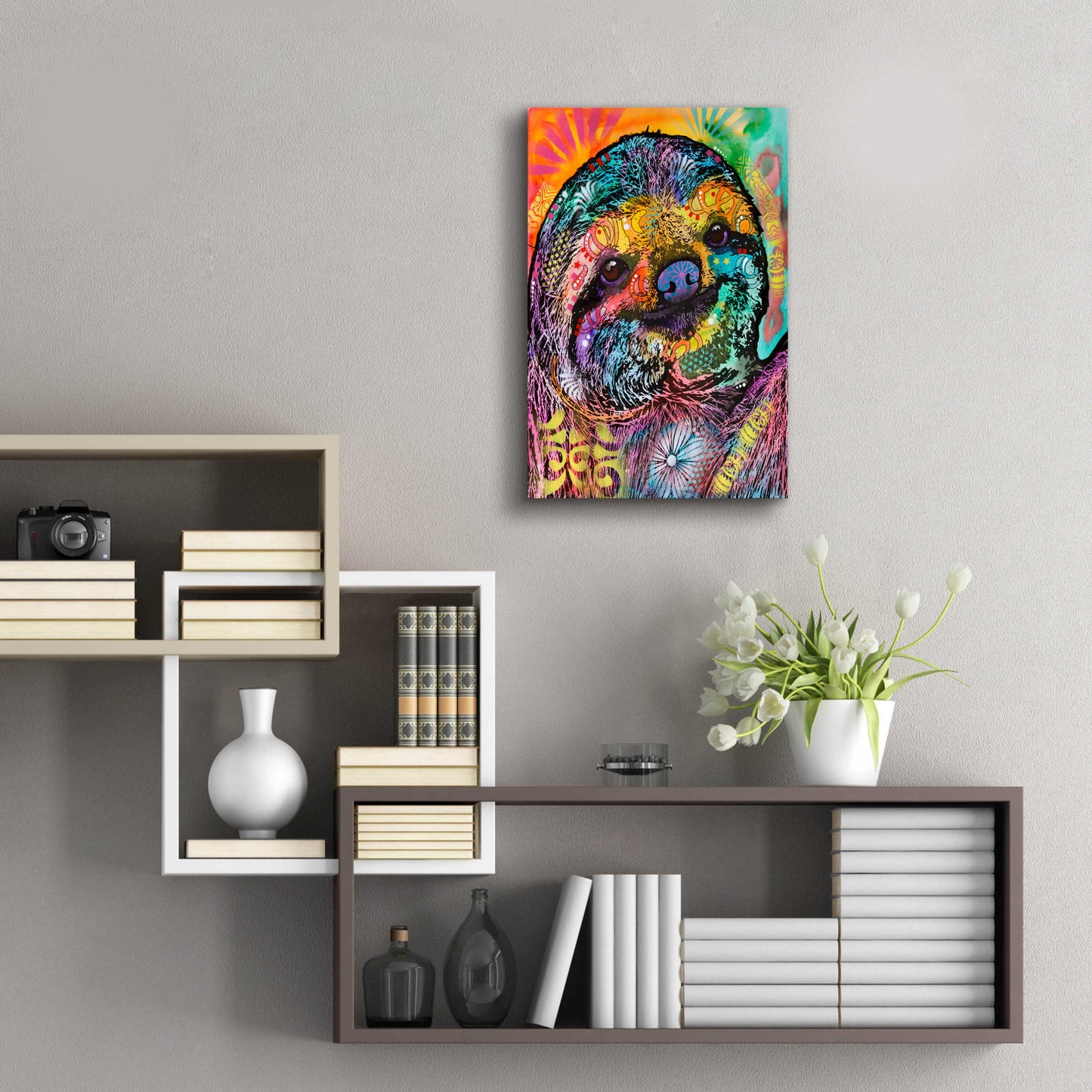 Epic Art 'Sloth Smile' by Dean Russo, Acrylic Glass Wall Art,16x24