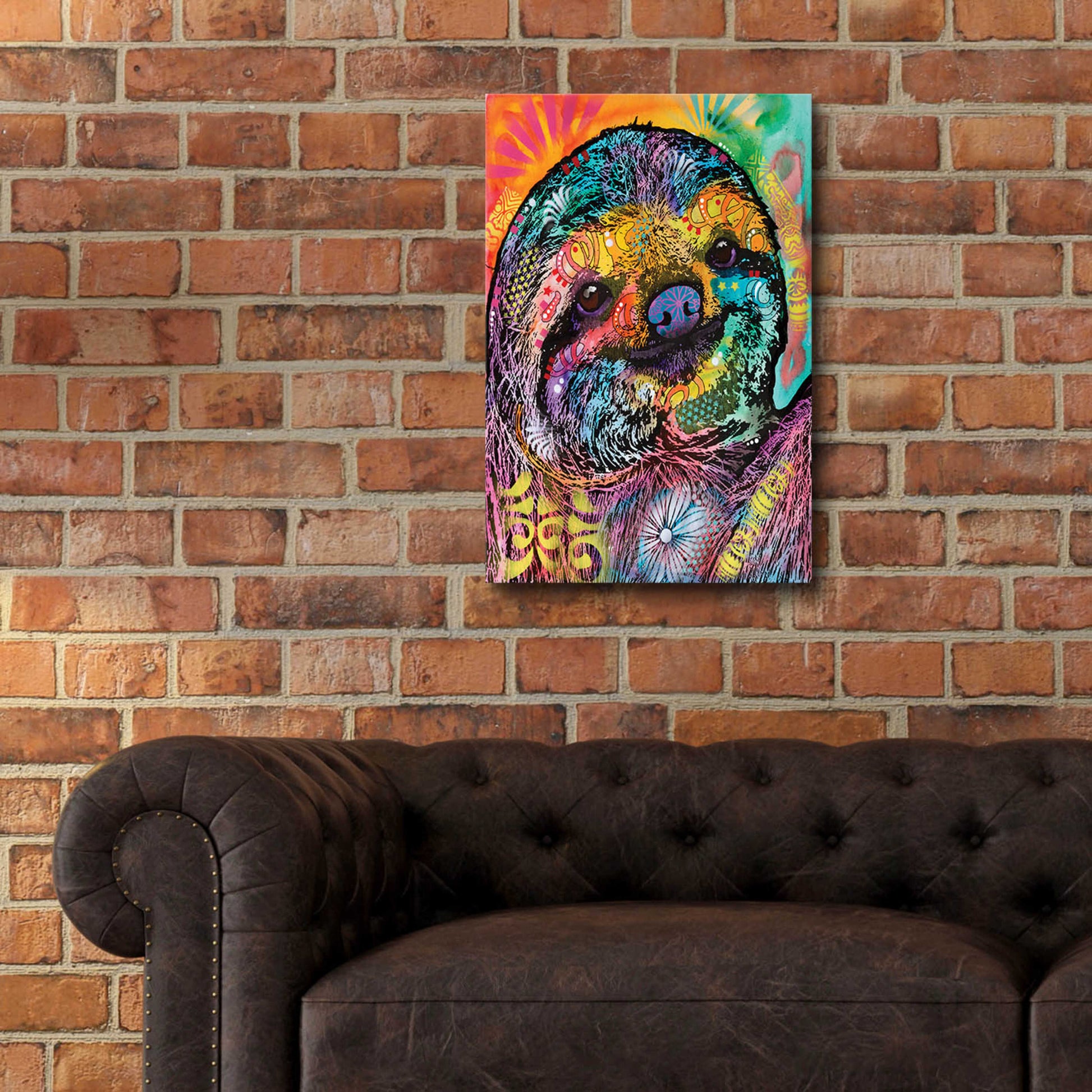 Epic Art 'Sloth Smile' by Dean Russo, Acrylic Glass Wall Art,16x24