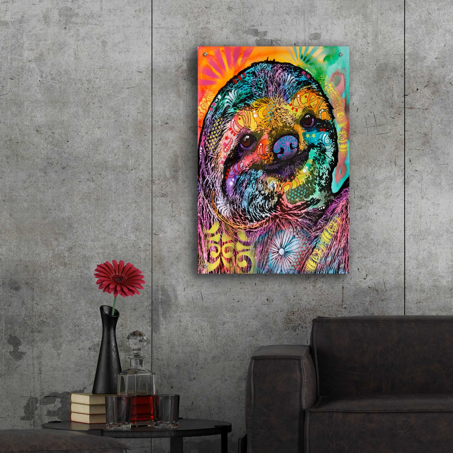 Epic Art 'Sloth Smile' by Dean Russo, Acrylic Glass Wall Art,24x36