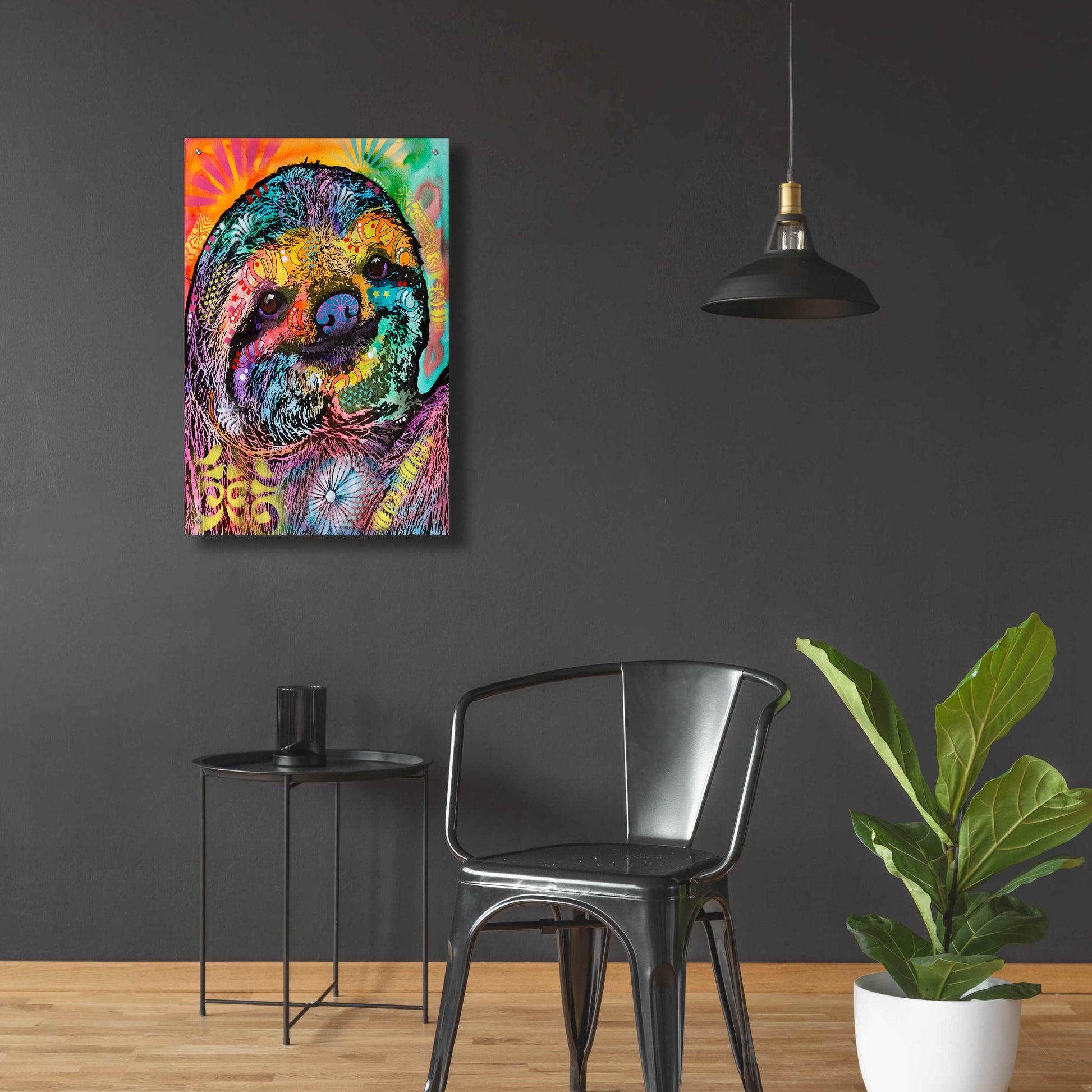 Epic Art 'Sloth Smile' by Dean Russo, Acrylic Glass Wall Art,24x36