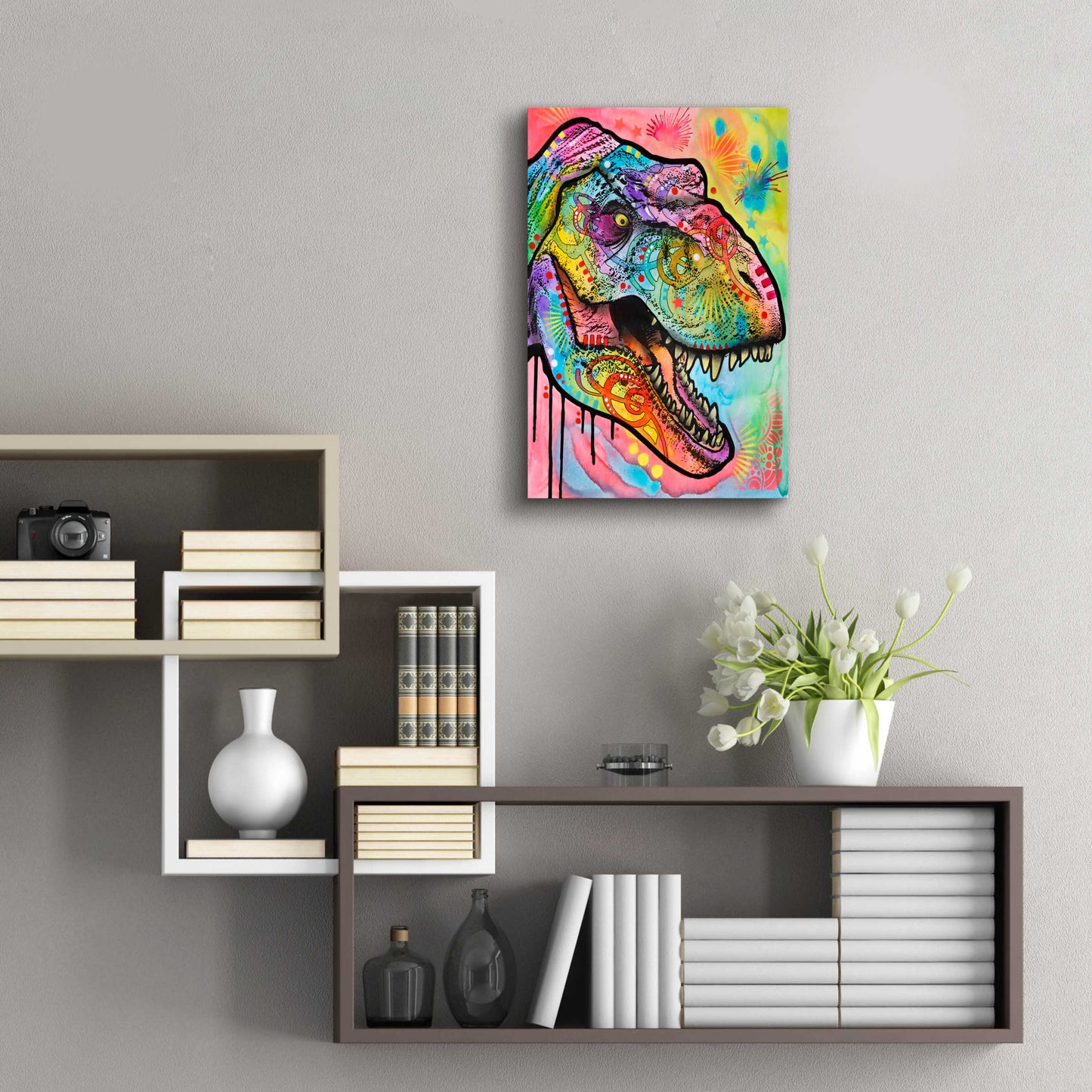 Epic Art 'T Rex 1' by Dean Russo, Acrylic Glass Wall Art,16x24