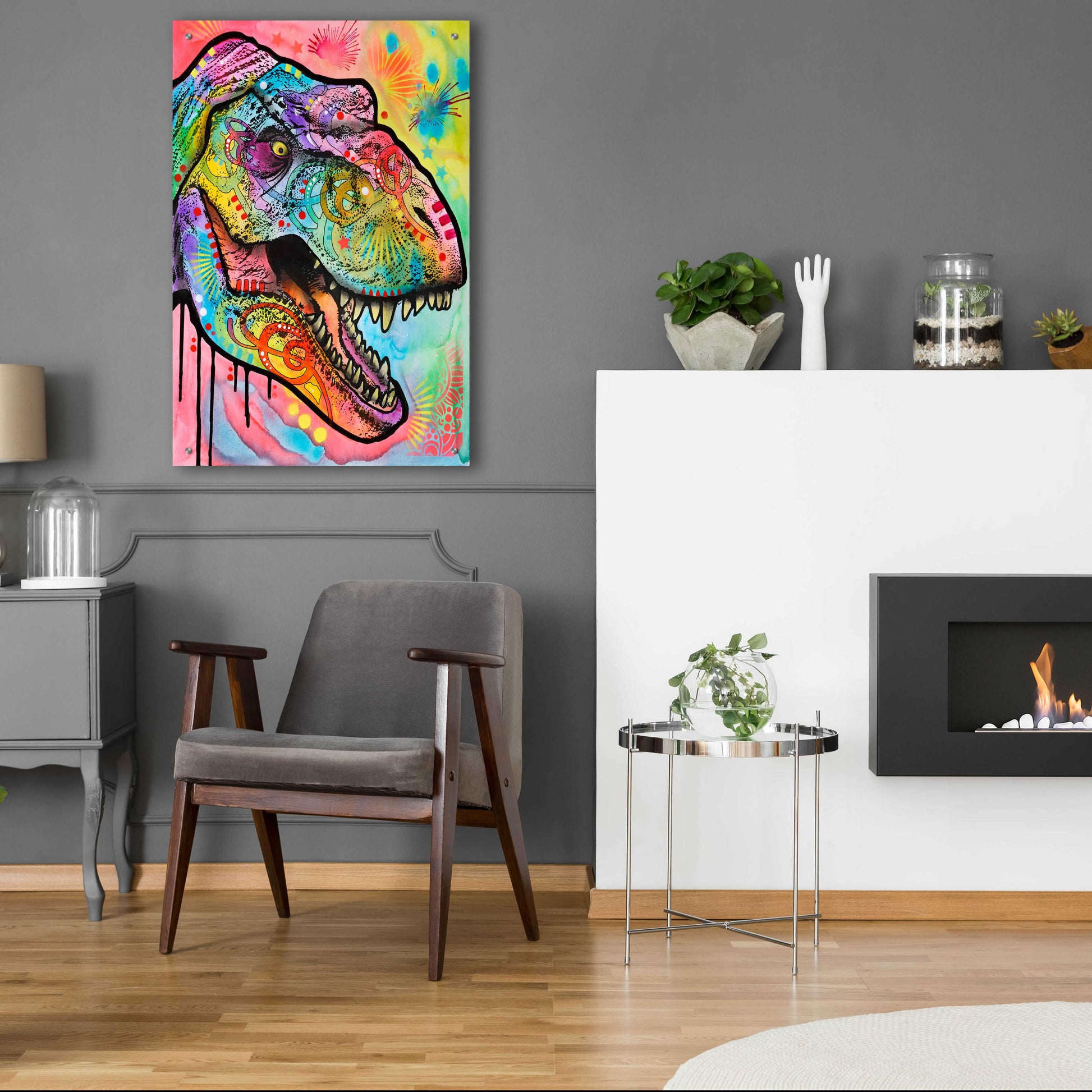 Epic Art 'T Rex 1' by Dean Russo, Acrylic Glass Wall Art,24x36