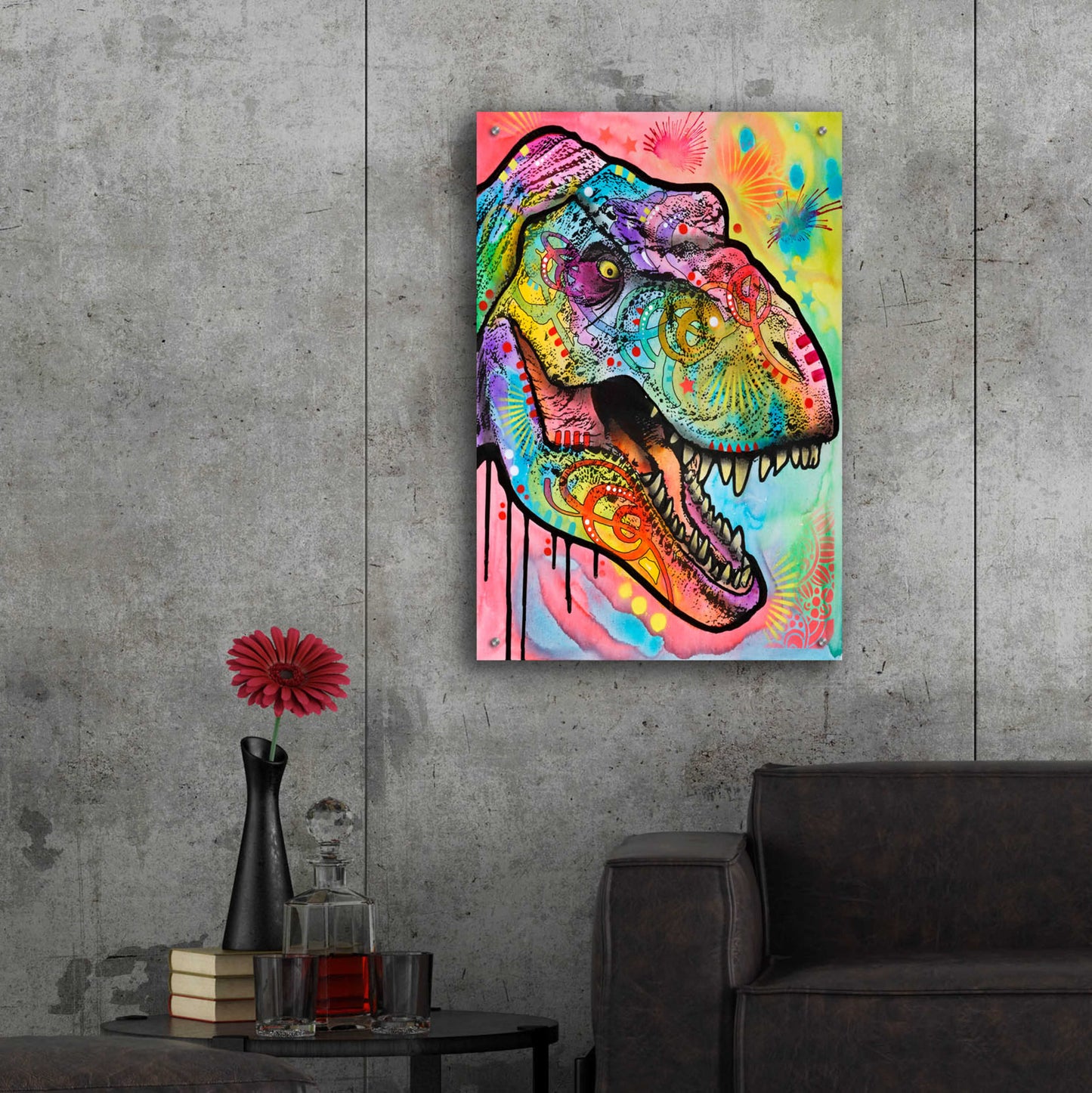 Epic Art 'T Rex 1' by Dean Russo, Acrylic Glass Wall Art,24x36