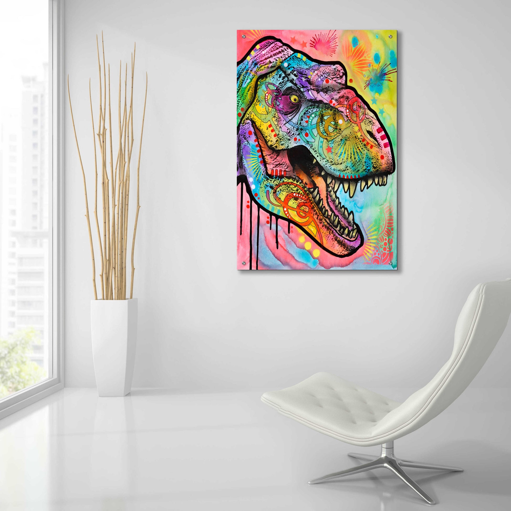 Epic Art 'T Rex 1' by Dean Russo, Acrylic Glass Wall Art,24x36