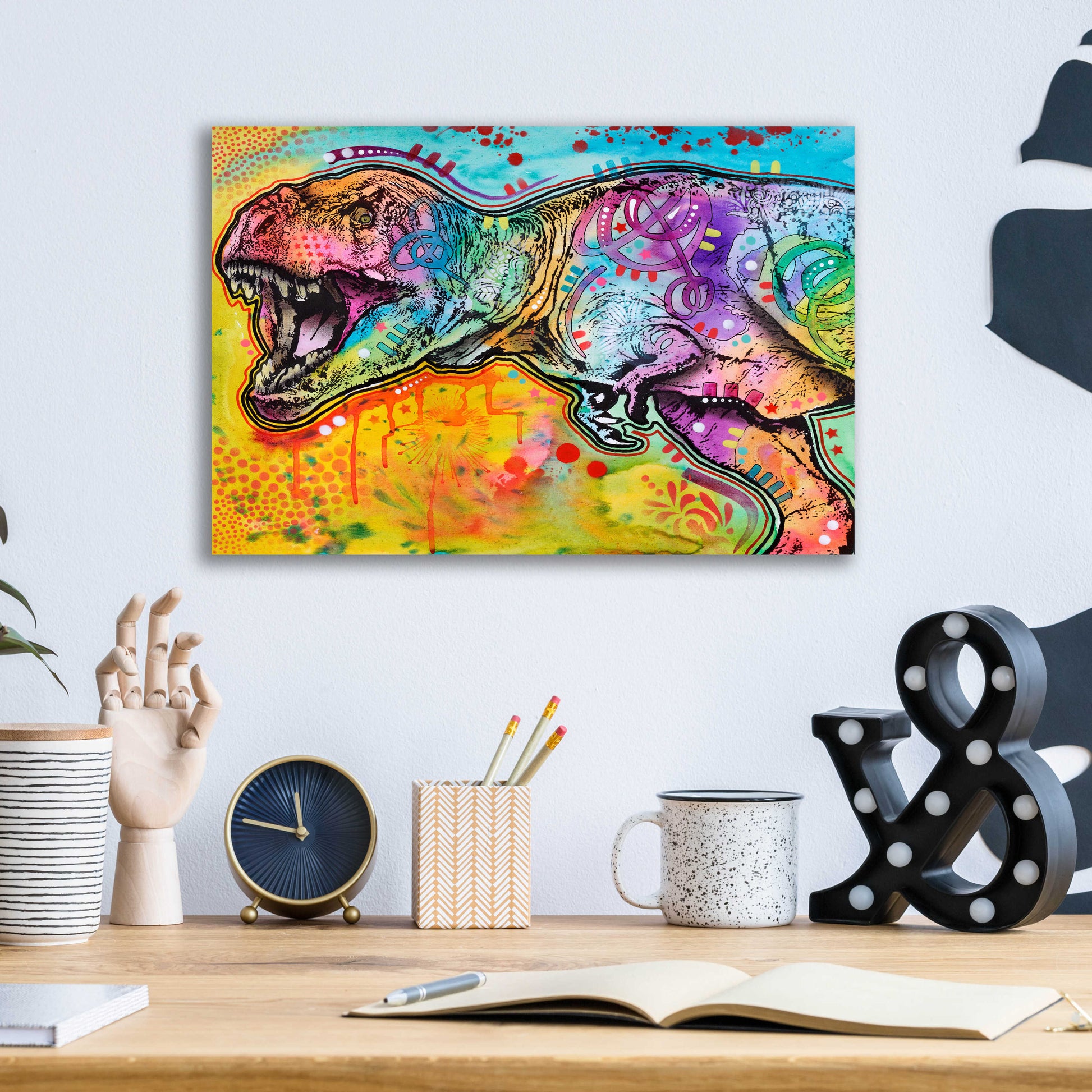 Epic Art 'T Rex 2' by Dean Russo, Acrylic Glass Wall Art,16x12