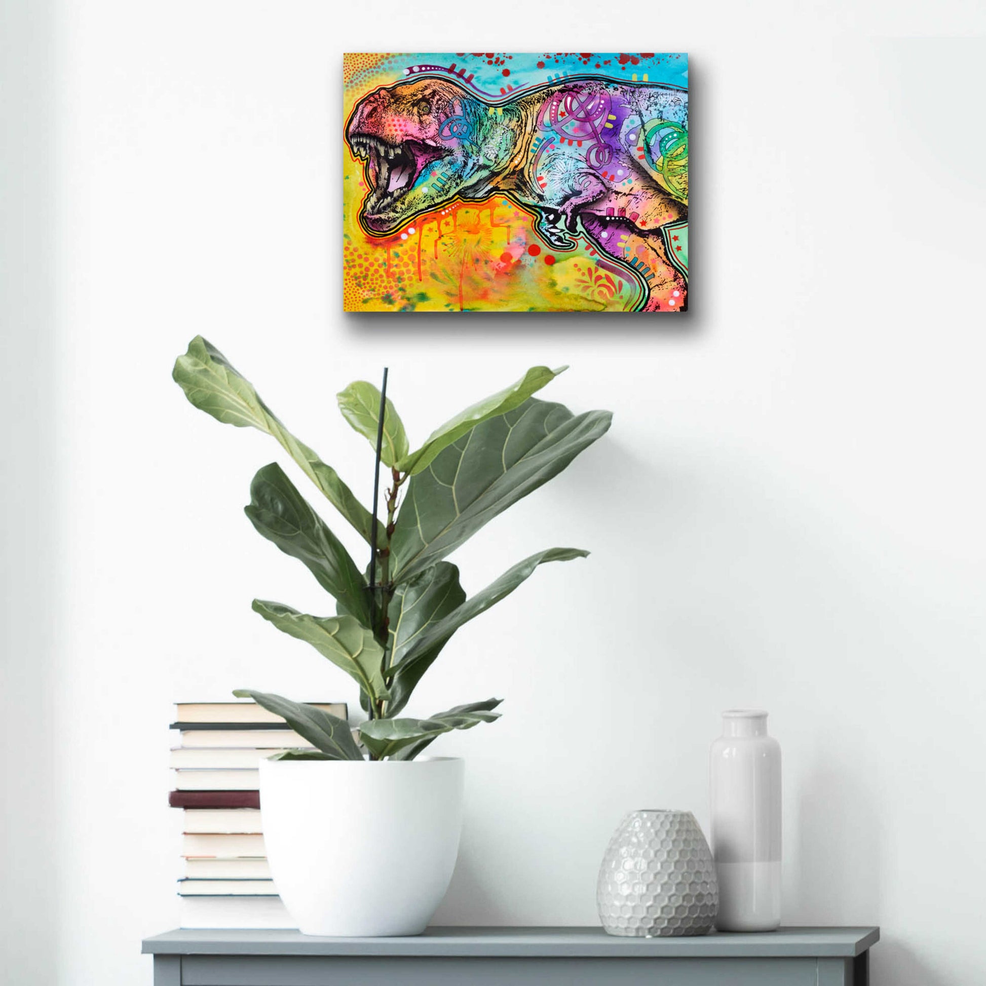 Epic Art 'T Rex 2' by Dean Russo, Acrylic Glass Wall Art,16x12