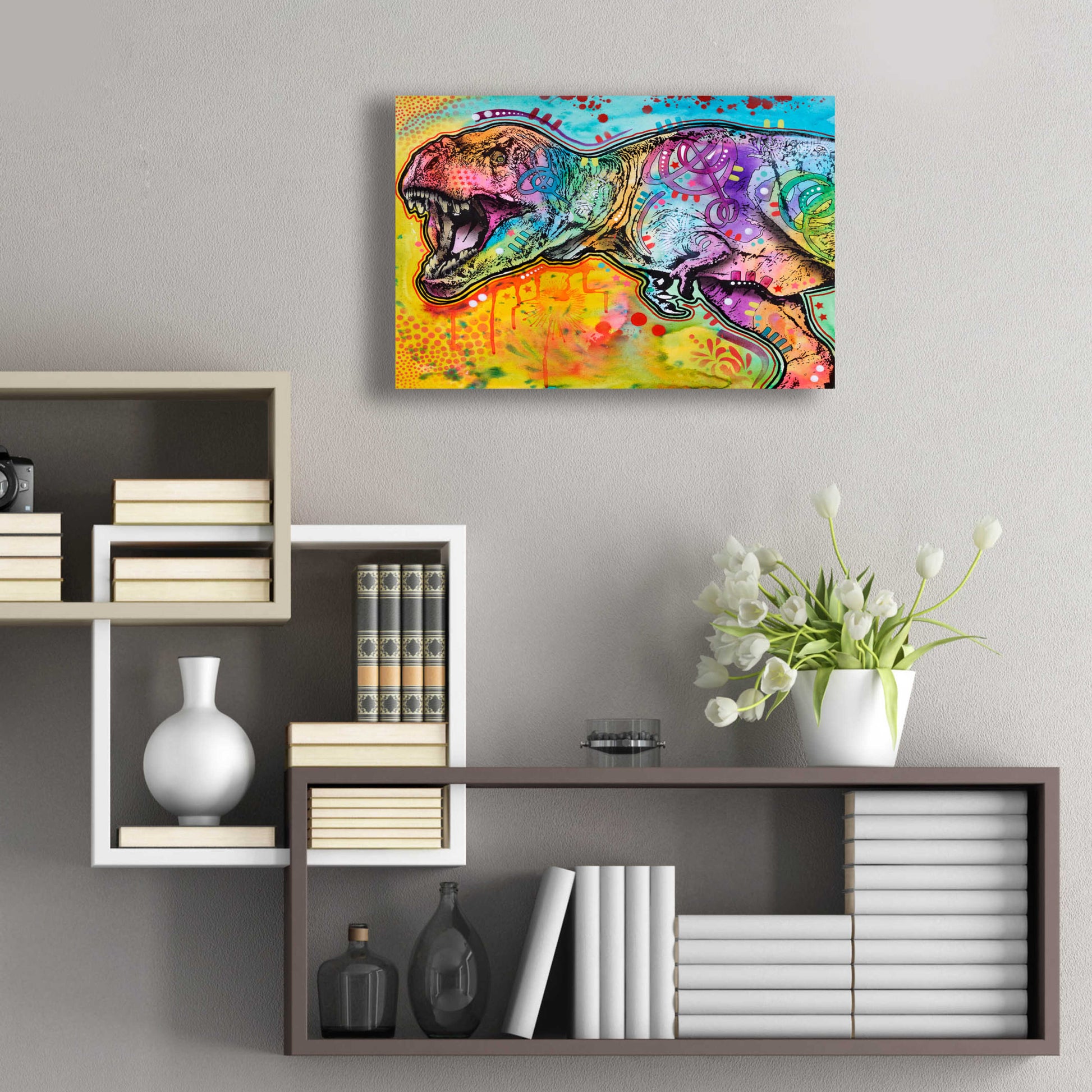 Epic Art 'T Rex 2' by Dean Russo, Acrylic Glass Wall Art,24x16