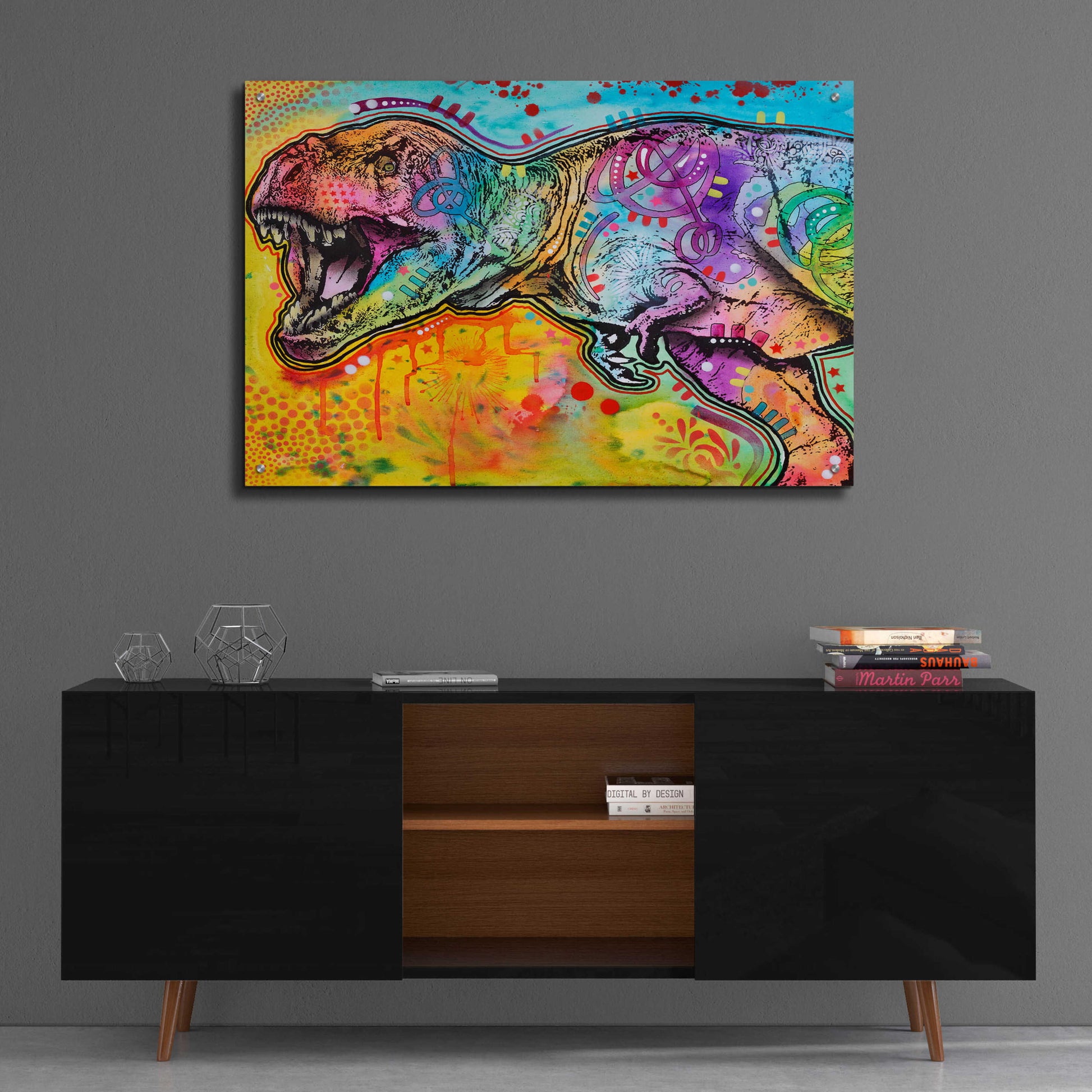 Epic Art 'T Rex 2' by Dean Russo, Acrylic Glass Wall Art,36x24