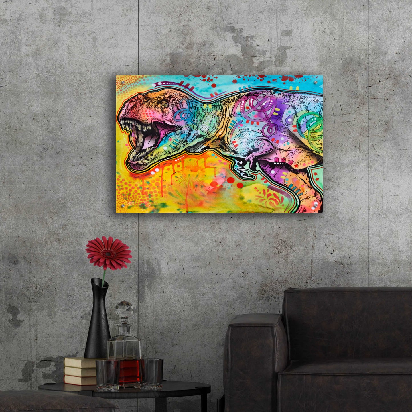 Epic Art 'T Rex 2' by Dean Russo, Acrylic Glass Wall Art,36x24