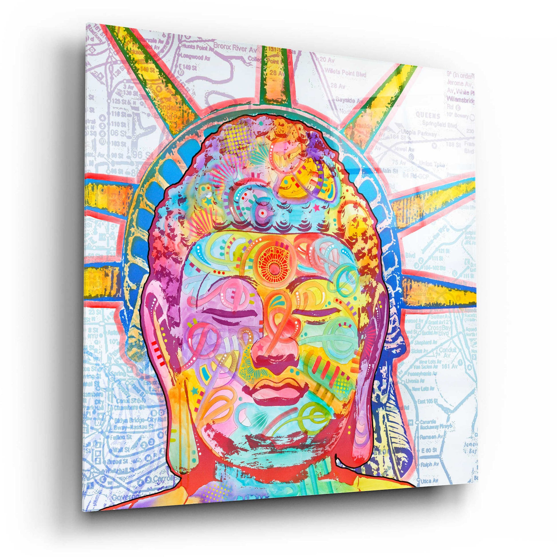 Epic Art 'Buddha Liberty' by Dean Russo, Acrylic Glass Wall Art,12x12