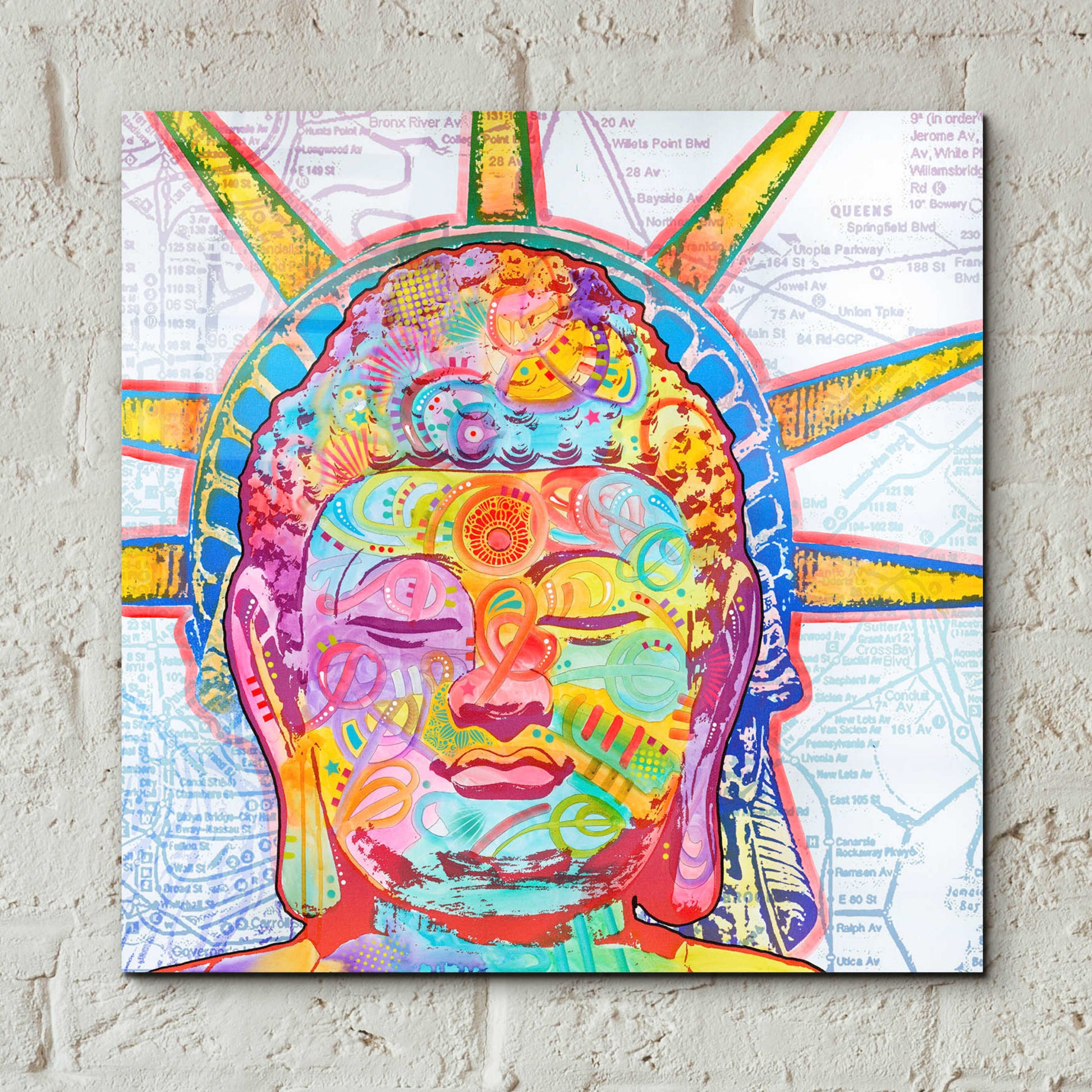 Epic Art 'Buddha Liberty' by Dean Russo, Acrylic Glass Wall Art,12x12