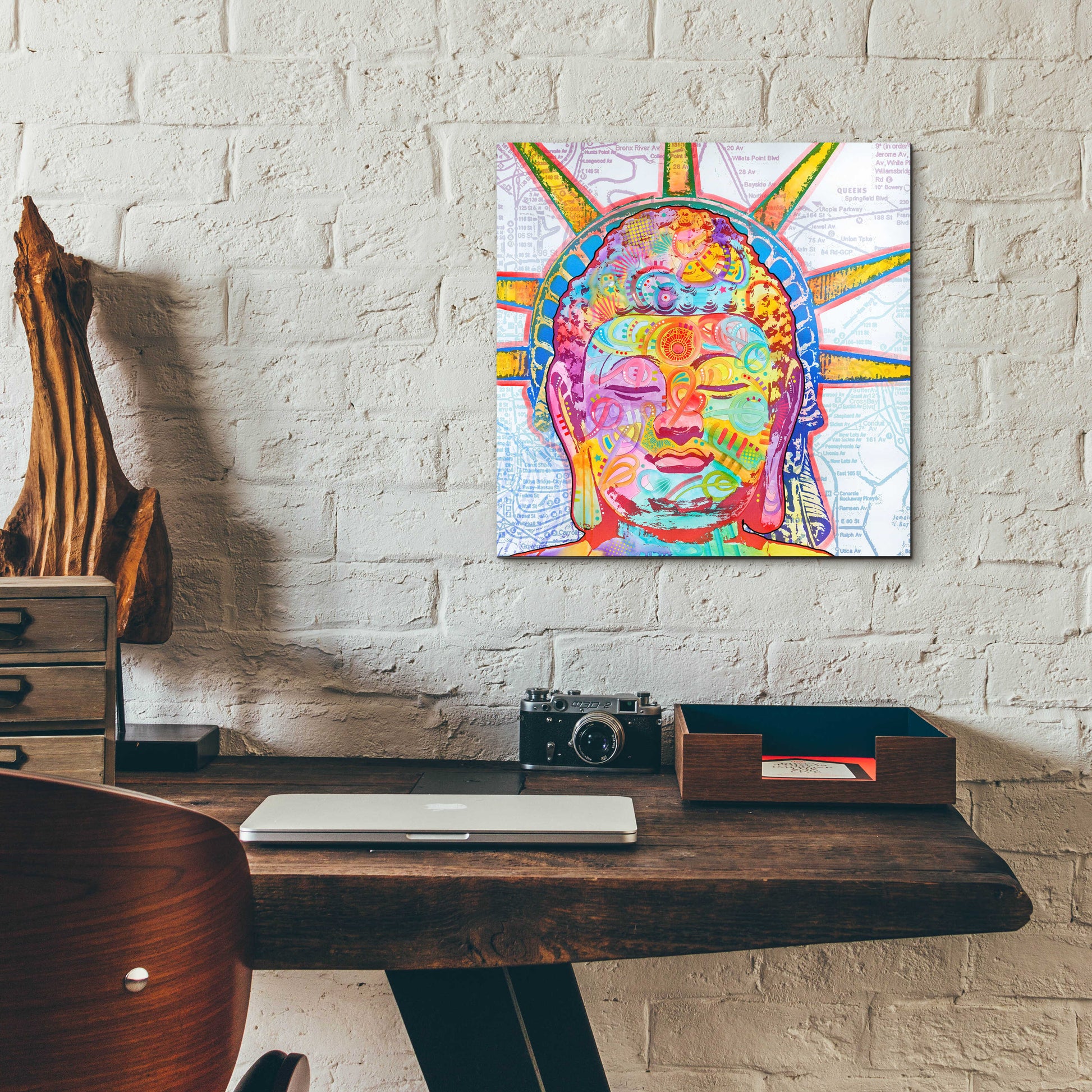 Epic Art 'Buddha Liberty' by Dean Russo, Acrylic Glass Wall Art,12x12