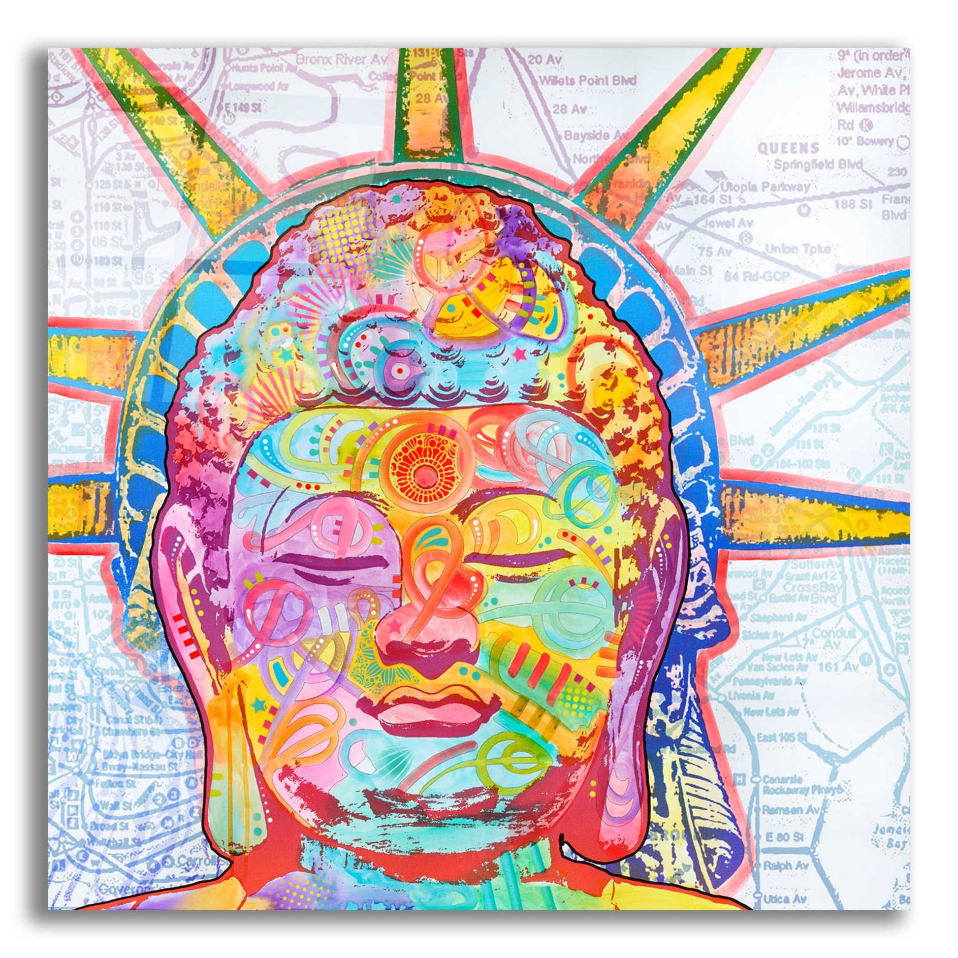 Epic Art 'Buddha Liberty' by Dean Russo, Acrylic Glass Wall Art,12x12