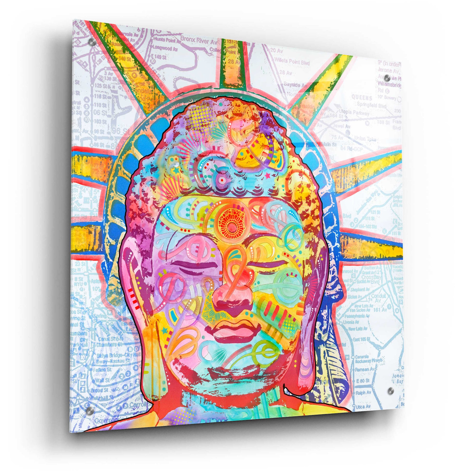 Epic Art 'Buddha Liberty' by Dean Russo, Acrylic Glass Wall Art,24x24