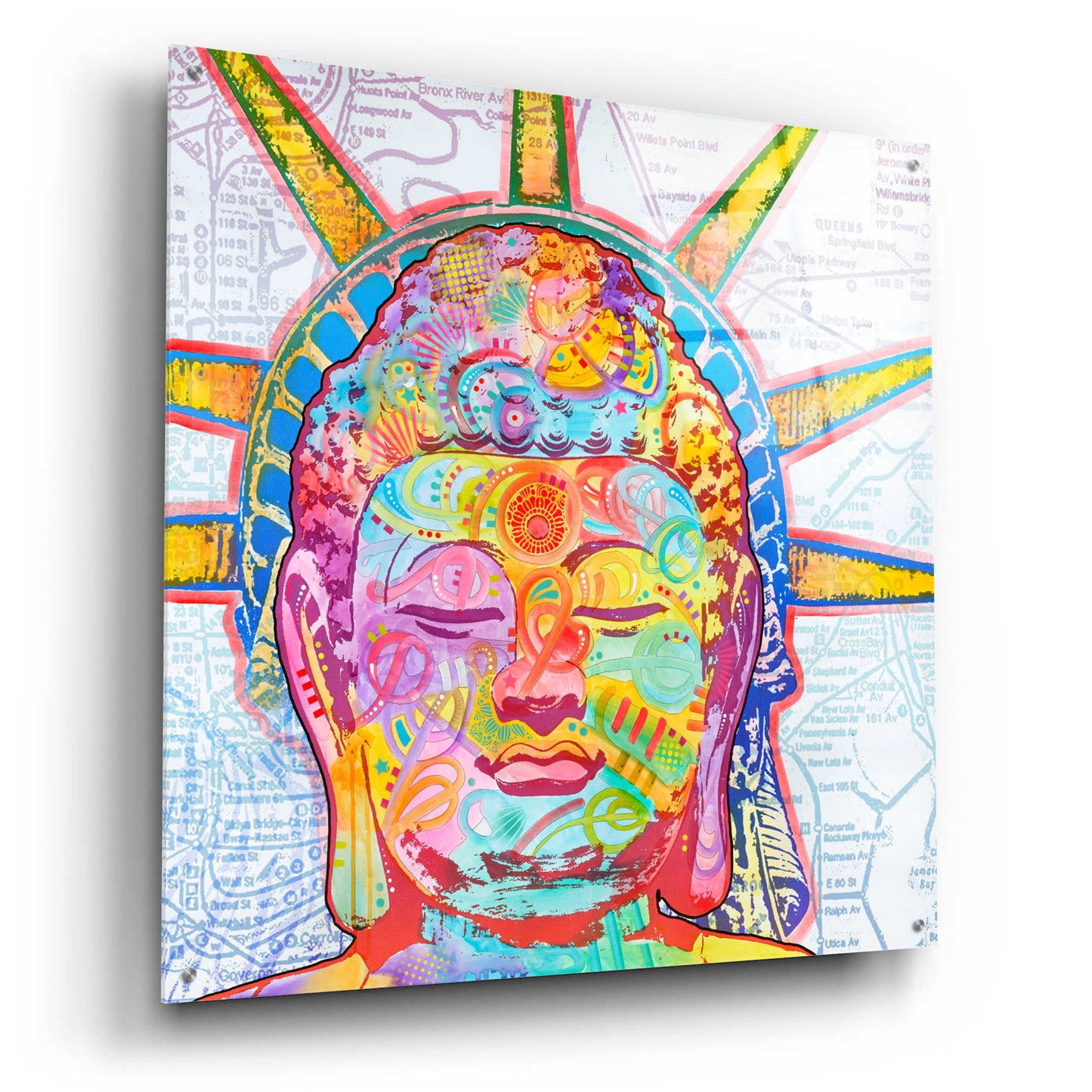 Epic Art 'Buddha Liberty' by Dean Russo, Acrylic Glass Wall Art,36x36