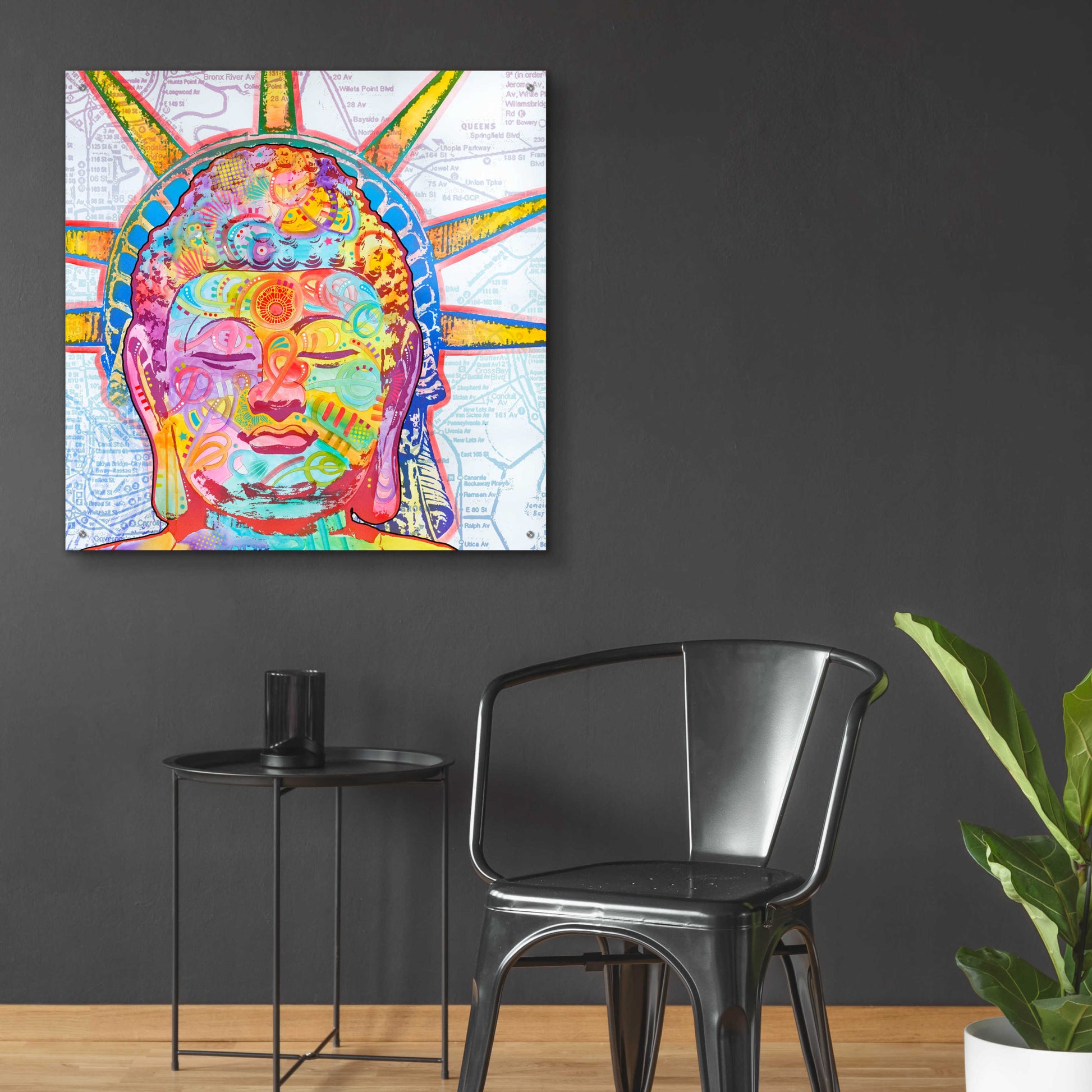 Epic Art 'Buddha Liberty' by Dean Russo, Acrylic Glass Wall Art,36x36