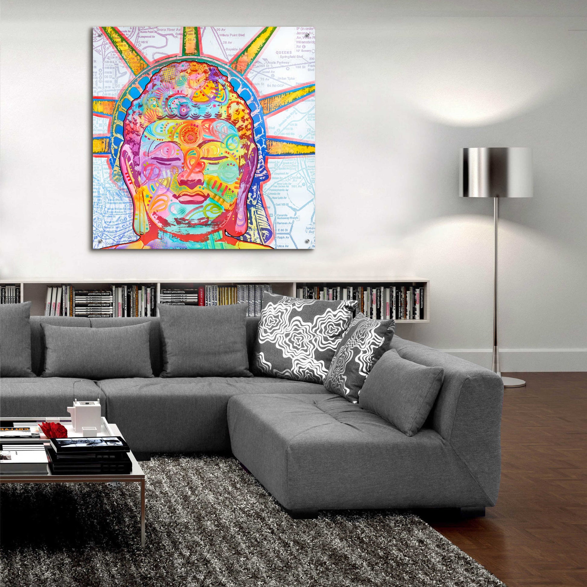 Epic Art 'Buddha Liberty' by Dean Russo, Acrylic Glass Wall Art,36x36