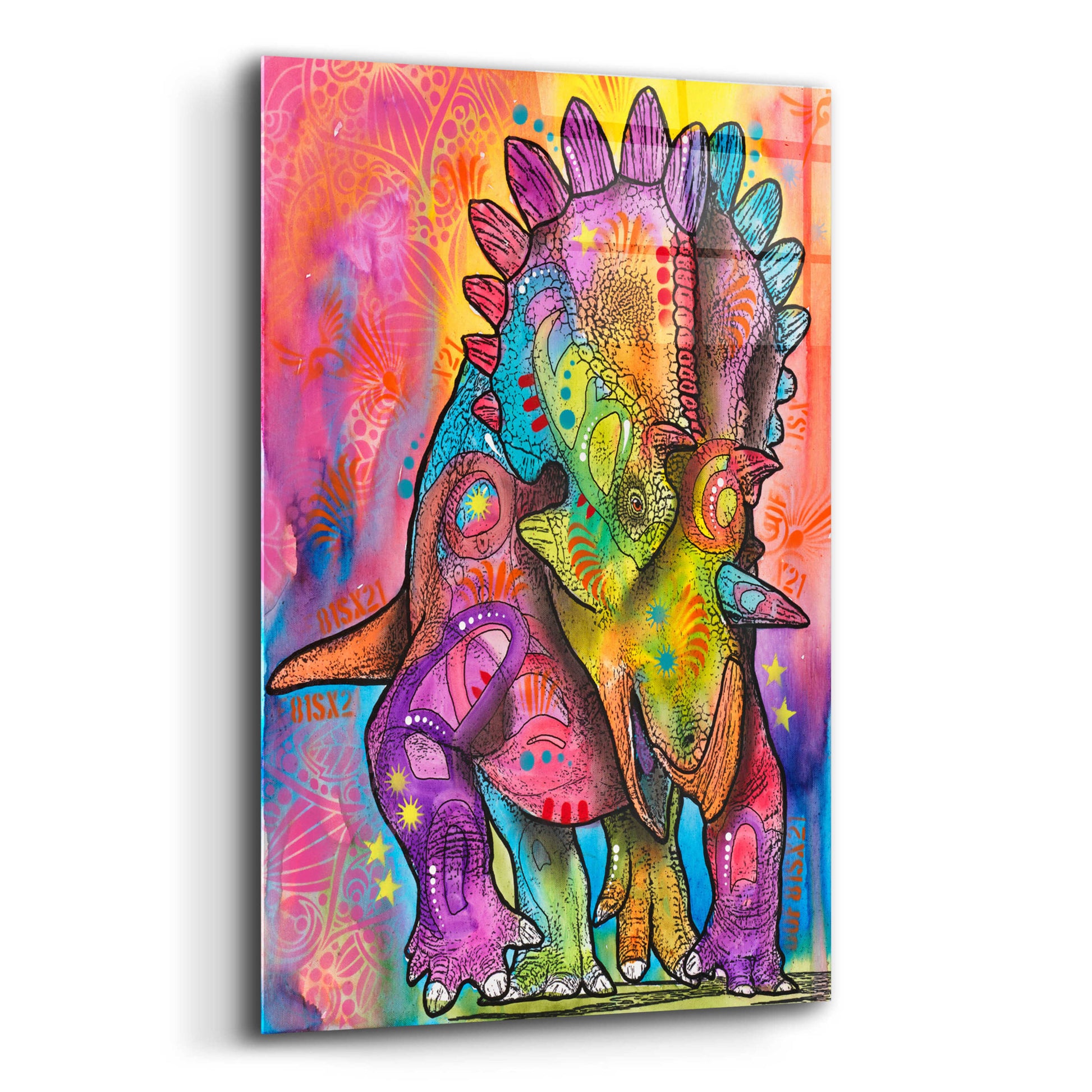 Epic Art 'Triceratops' by Dean Russo, Acrylic Glass Wall Art,12x16