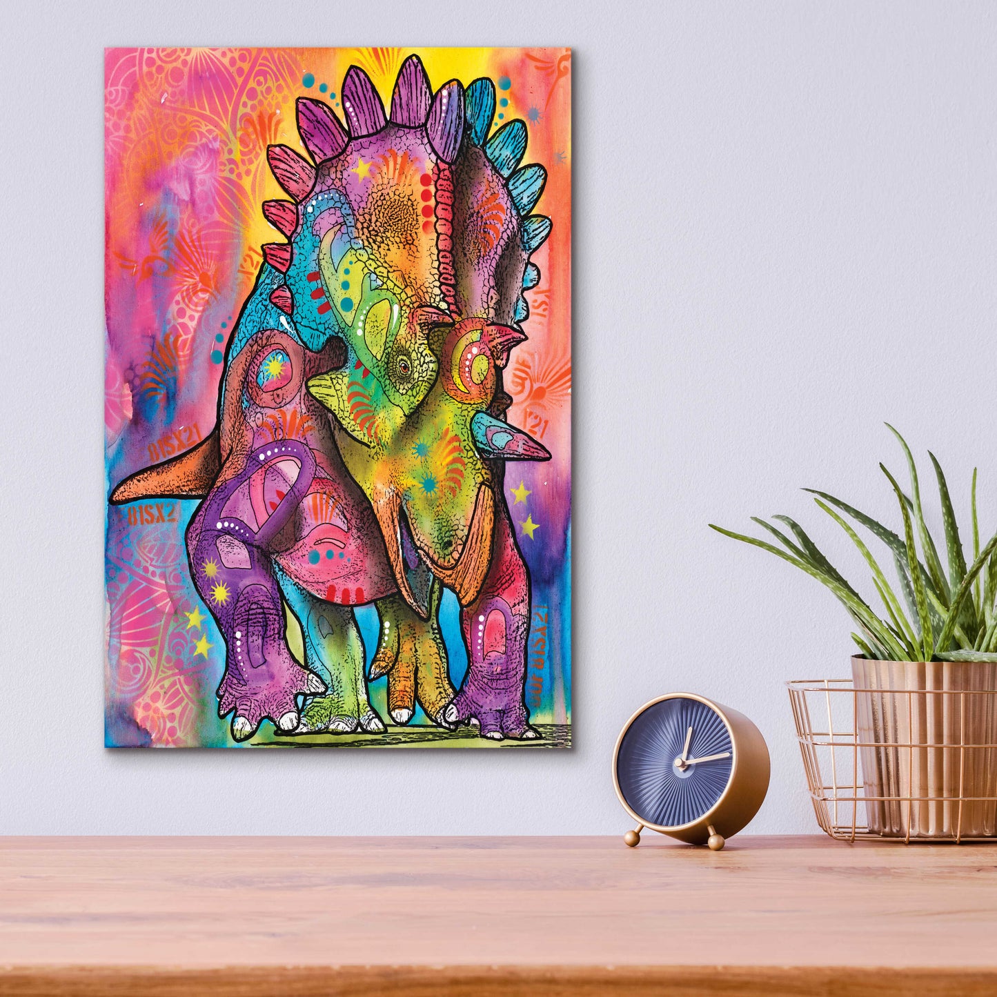 Epic Art 'Triceratops' by Dean Russo, Acrylic Glass Wall Art,12x16