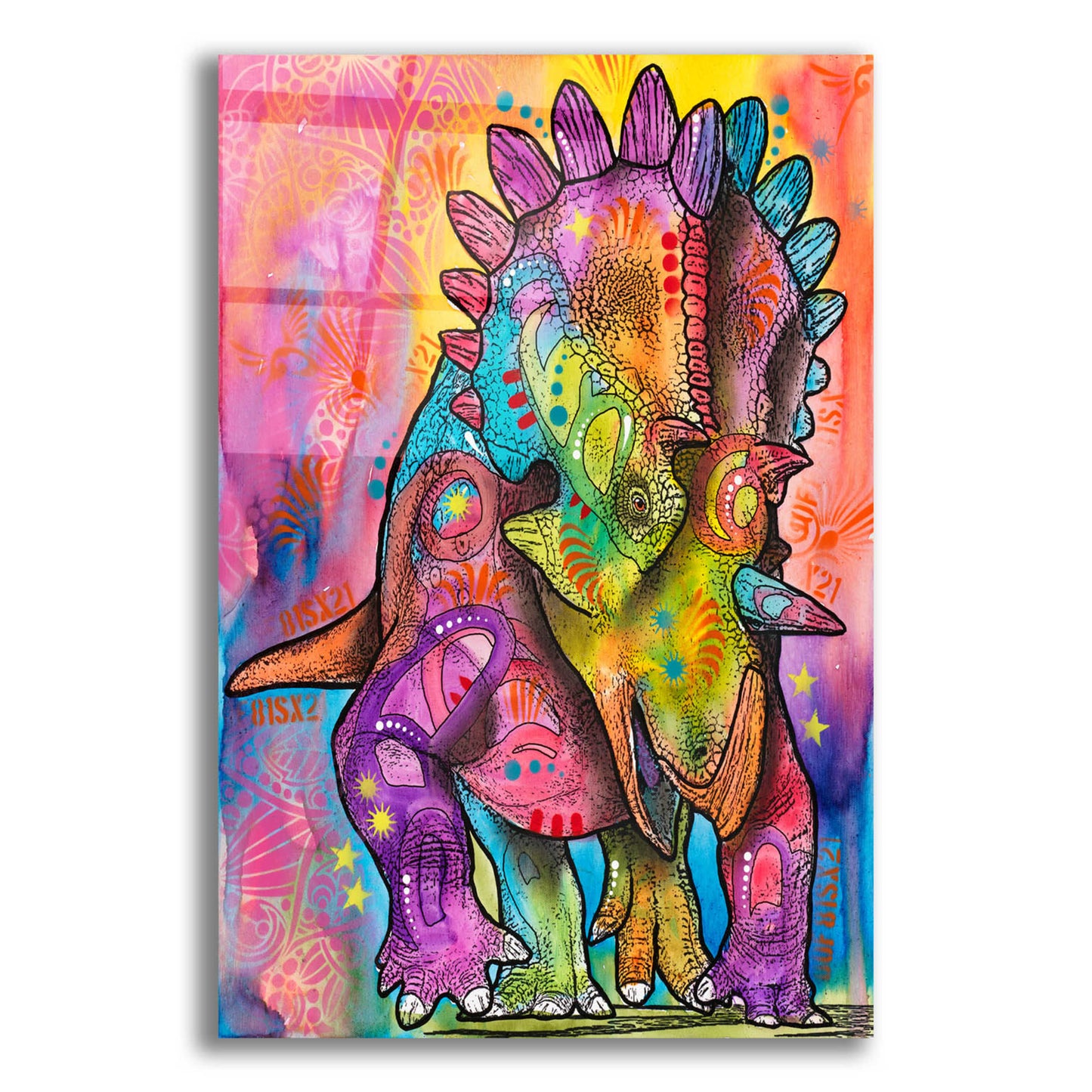 Epic Art 'Triceratops' by Dean Russo, Acrylic Glass Wall Art,12x16