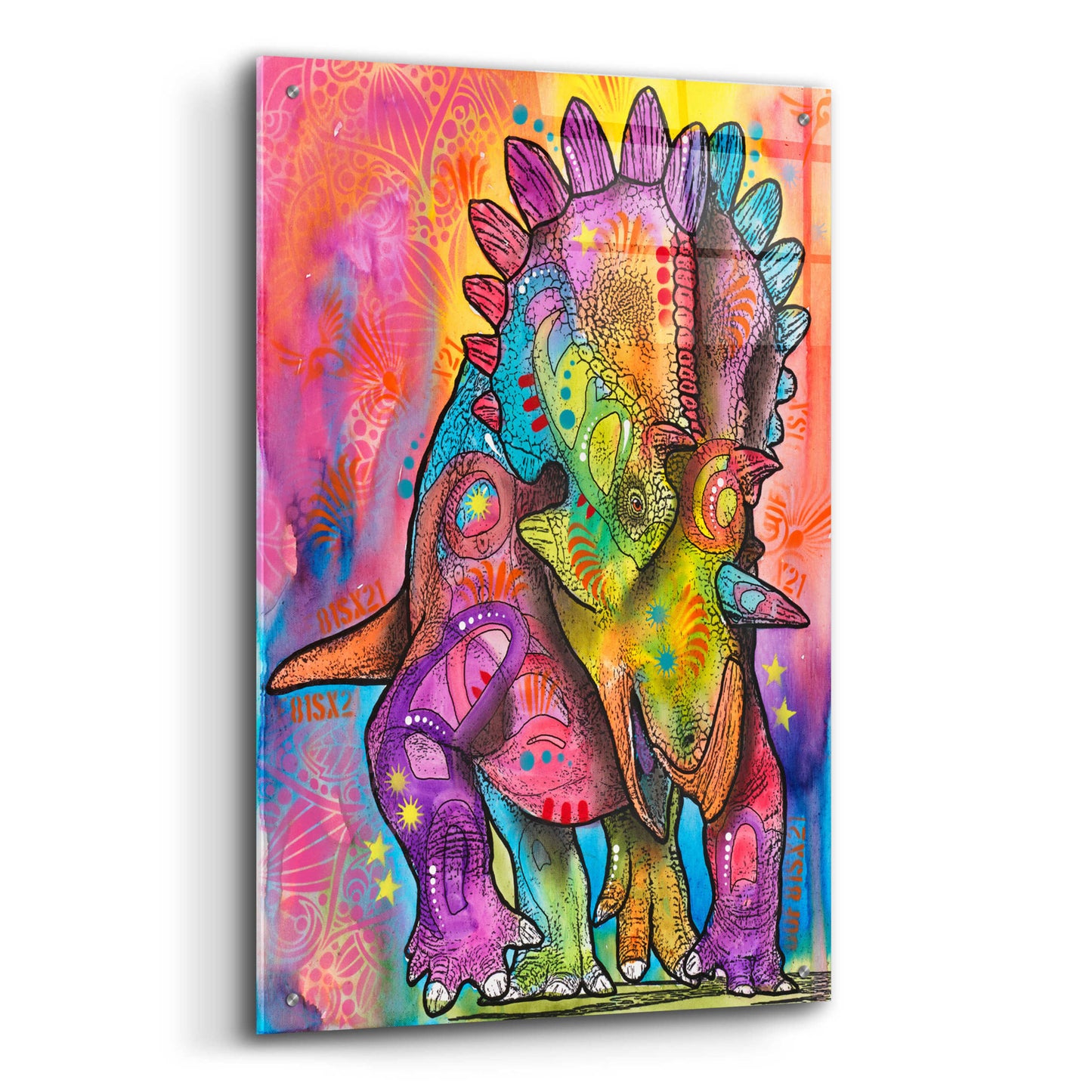 Epic Art 'Triceratops' by Dean Russo, Acrylic Glass Wall Art,24x36