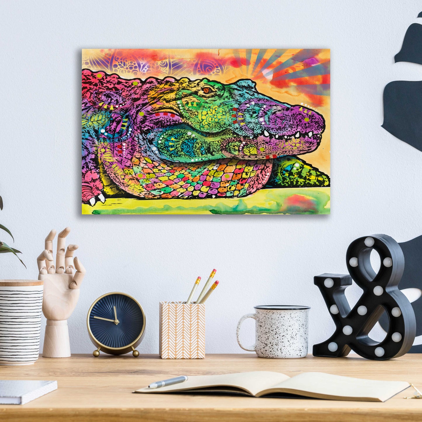 Epic Art 'In a While Crocodile' by Dean Russo, Acrylic Glass Wall Art,16x12