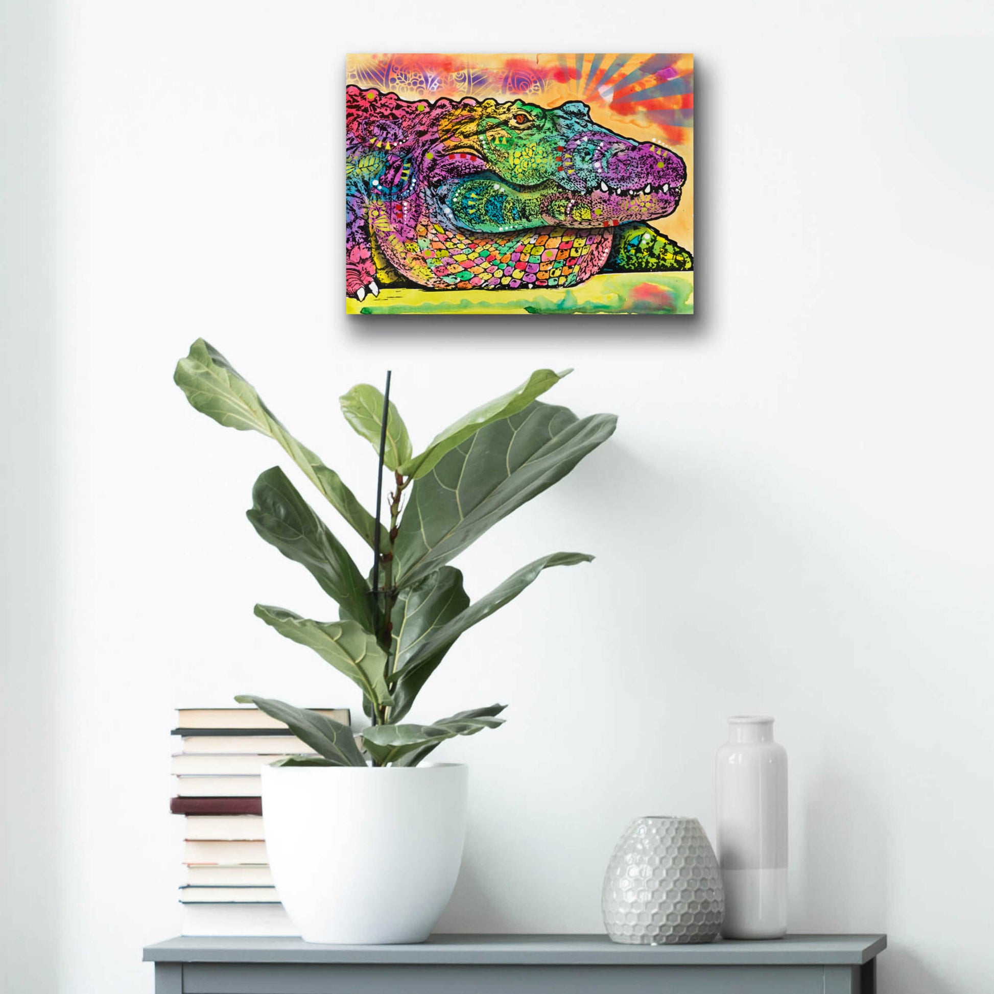 Epic Art 'In a While Crocodile' by Dean Russo, Acrylic Glass Wall Art,16x12