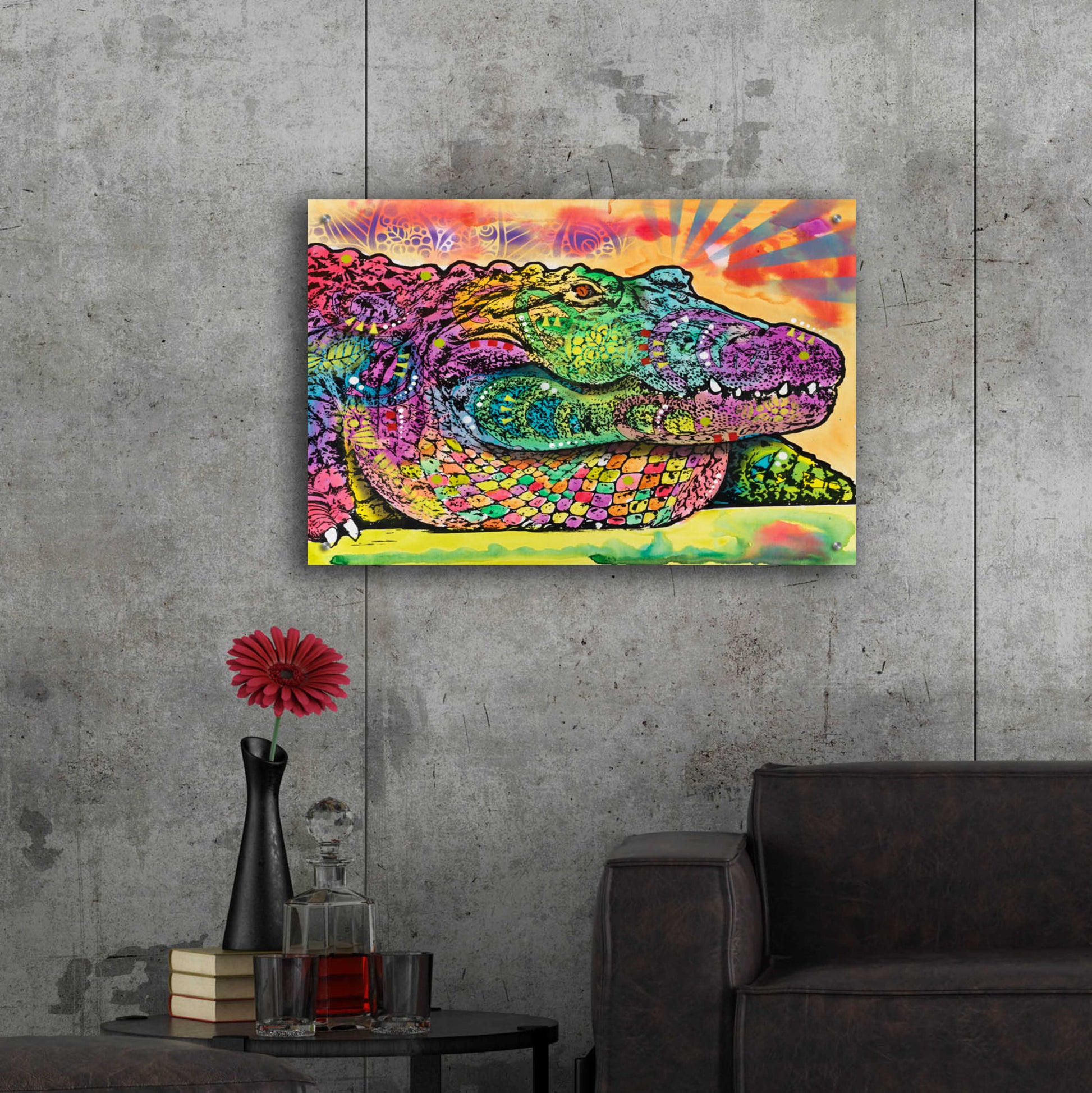 Epic Art 'In a While Crocodile' by Dean Russo, Acrylic Glass Wall Art,36x24