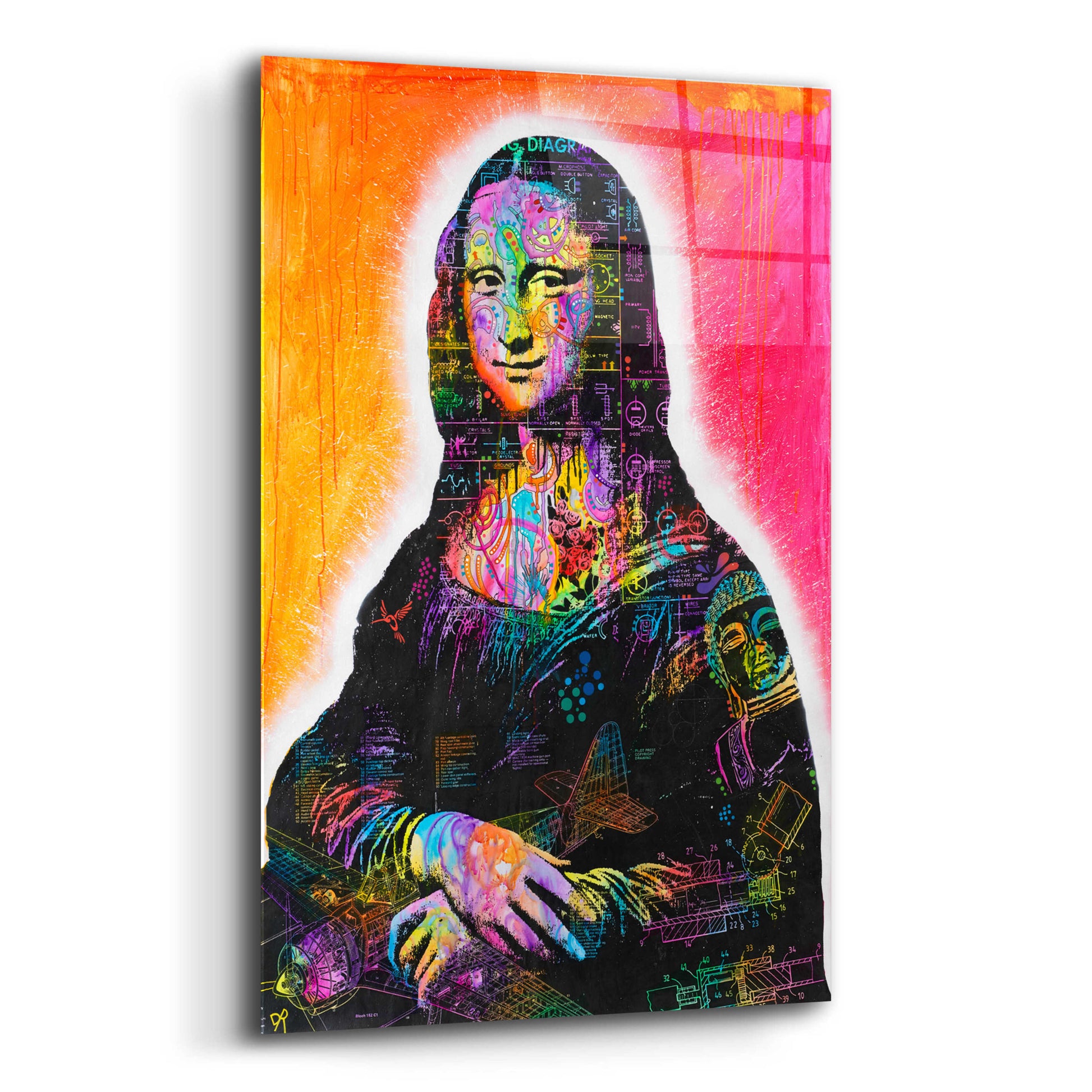 Epic Art 'Mona Lisa Peaking' by Dean Russo, Acrylic Glass Wall Art,12x16