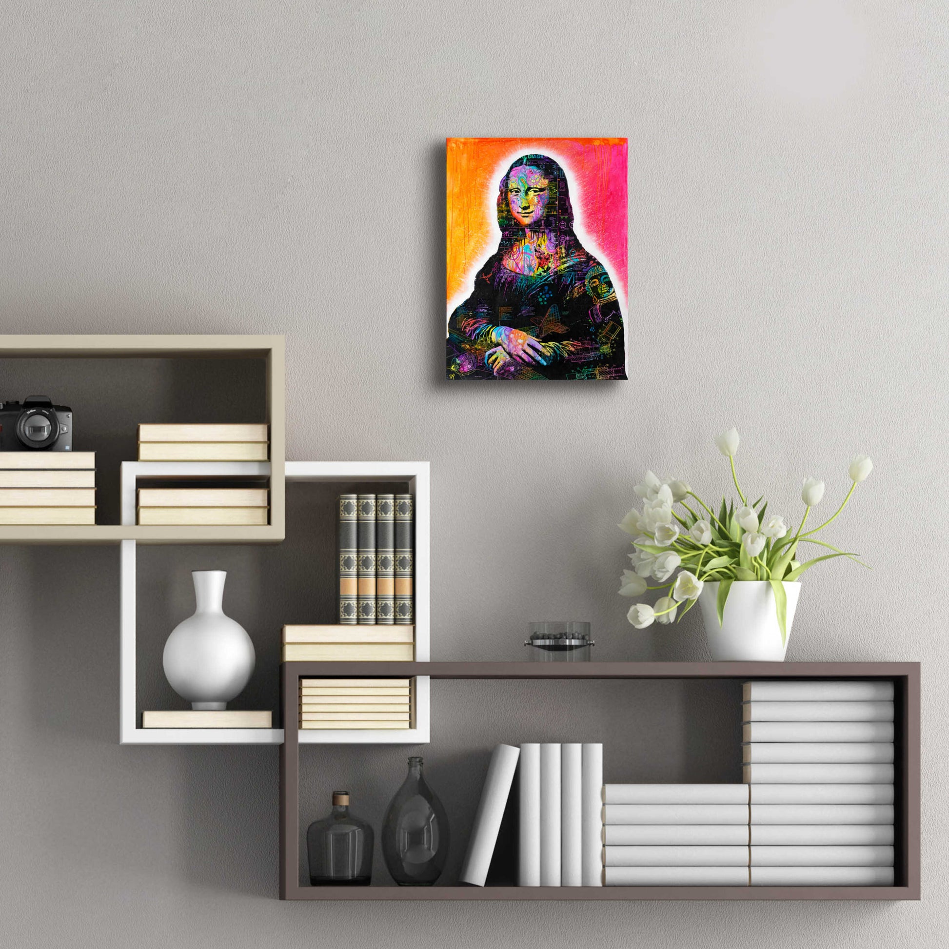 Epic Art 'Mona Lisa Peaking' by Dean Russo, Acrylic Glass Wall Art,12x16