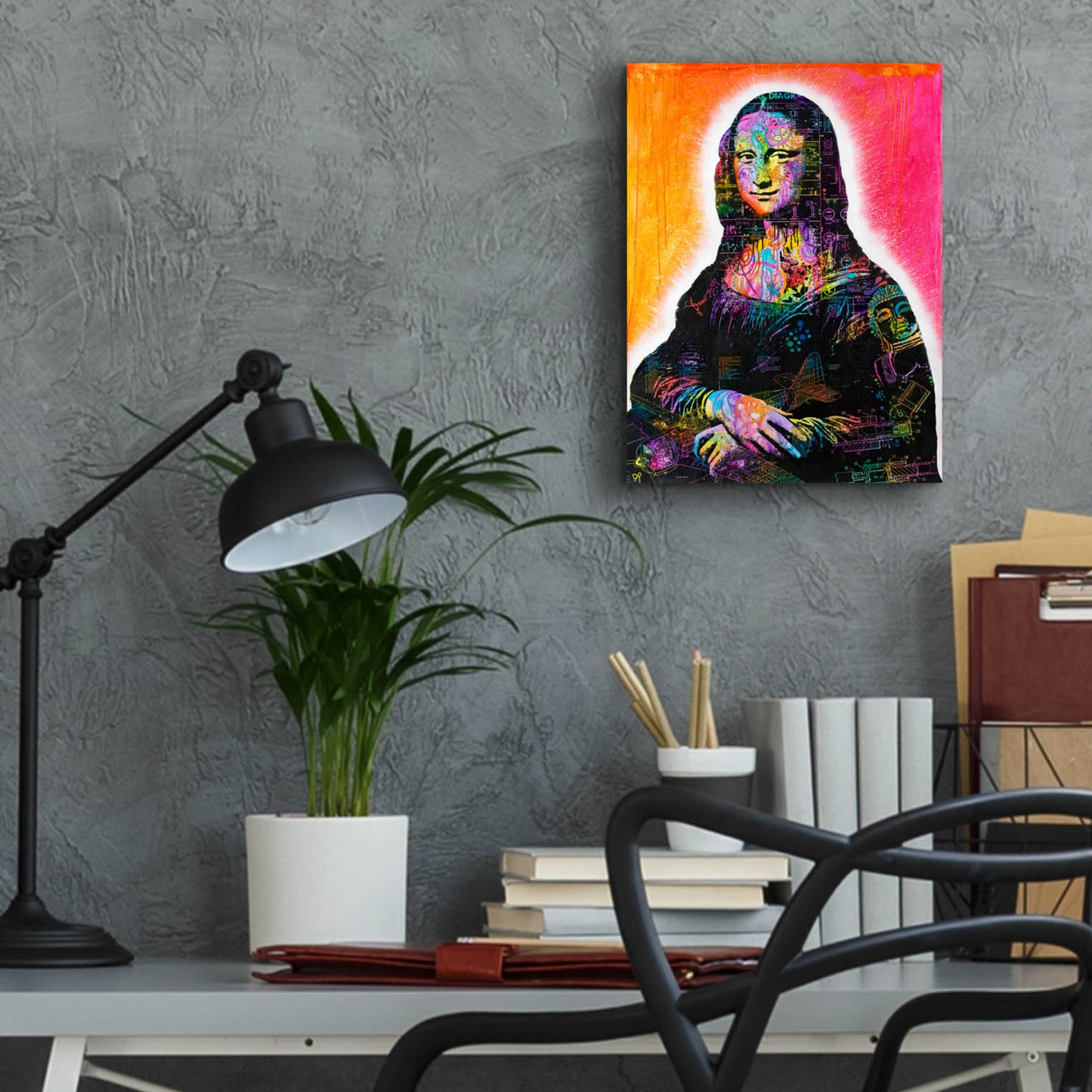 Epic Art 'Mona Lisa Peaking' by Dean Russo, Acrylic Glass Wall Art,12x16