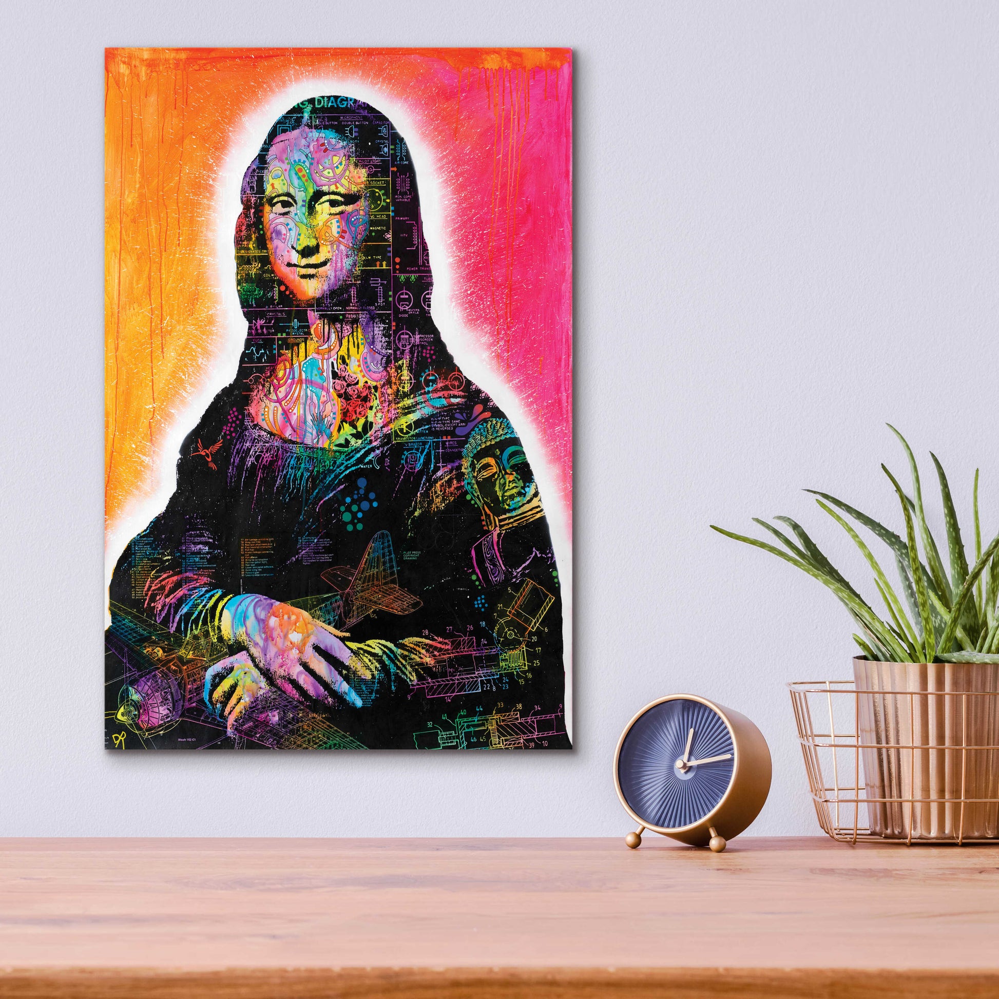 Epic Art 'Mona Lisa Peaking' by Dean Russo, Acrylic Glass Wall Art,12x16