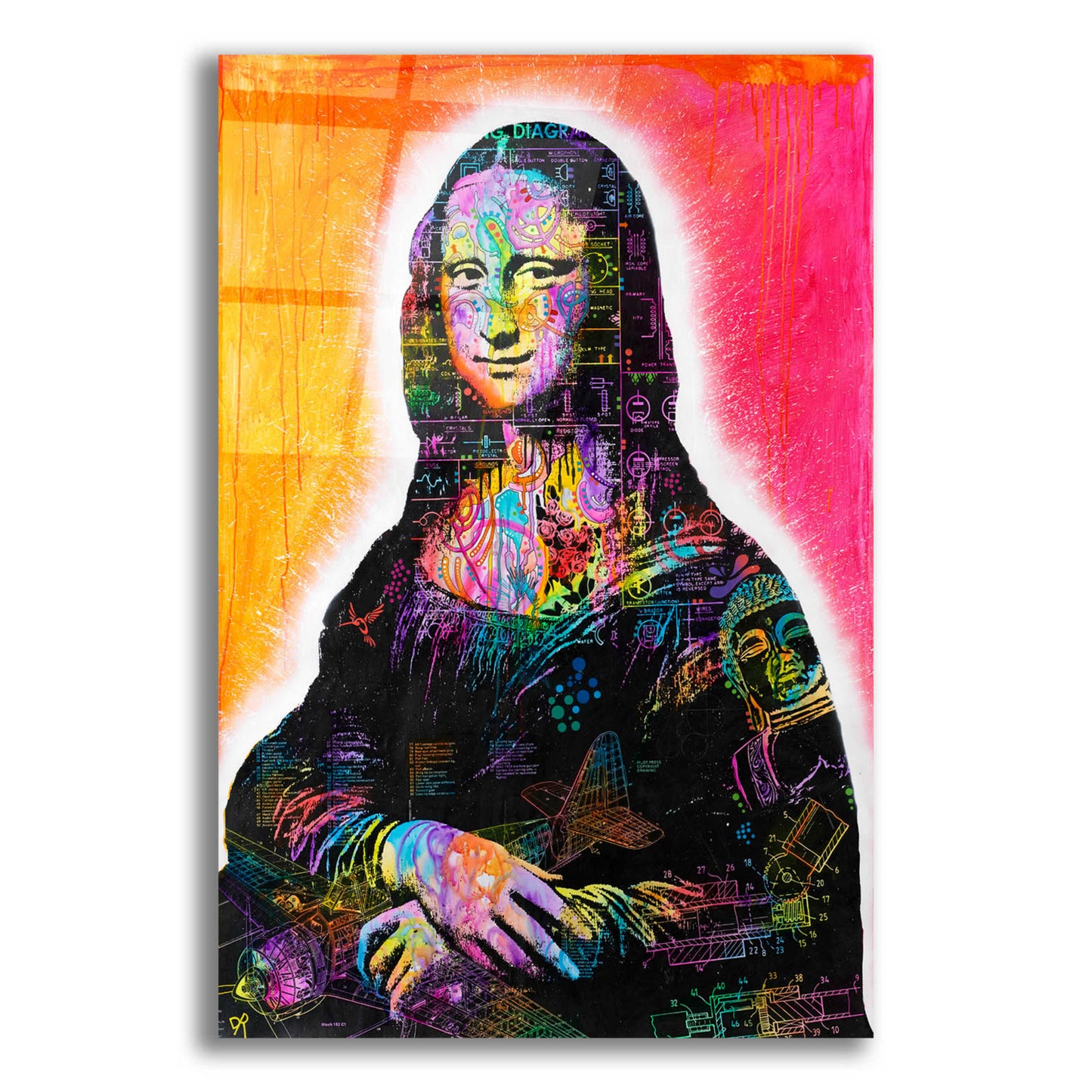 Epic Art 'Mona Lisa Peaking' by Dean Russo, Acrylic Glass Wall Art,12x16