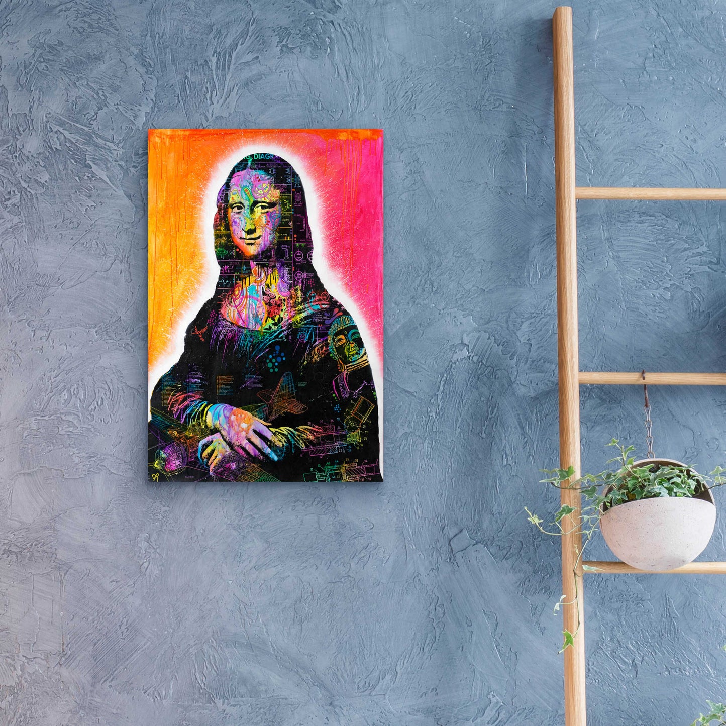 Epic Art 'Mona Lisa Peaking' by Dean Russo, Acrylic Glass Wall Art,16x24