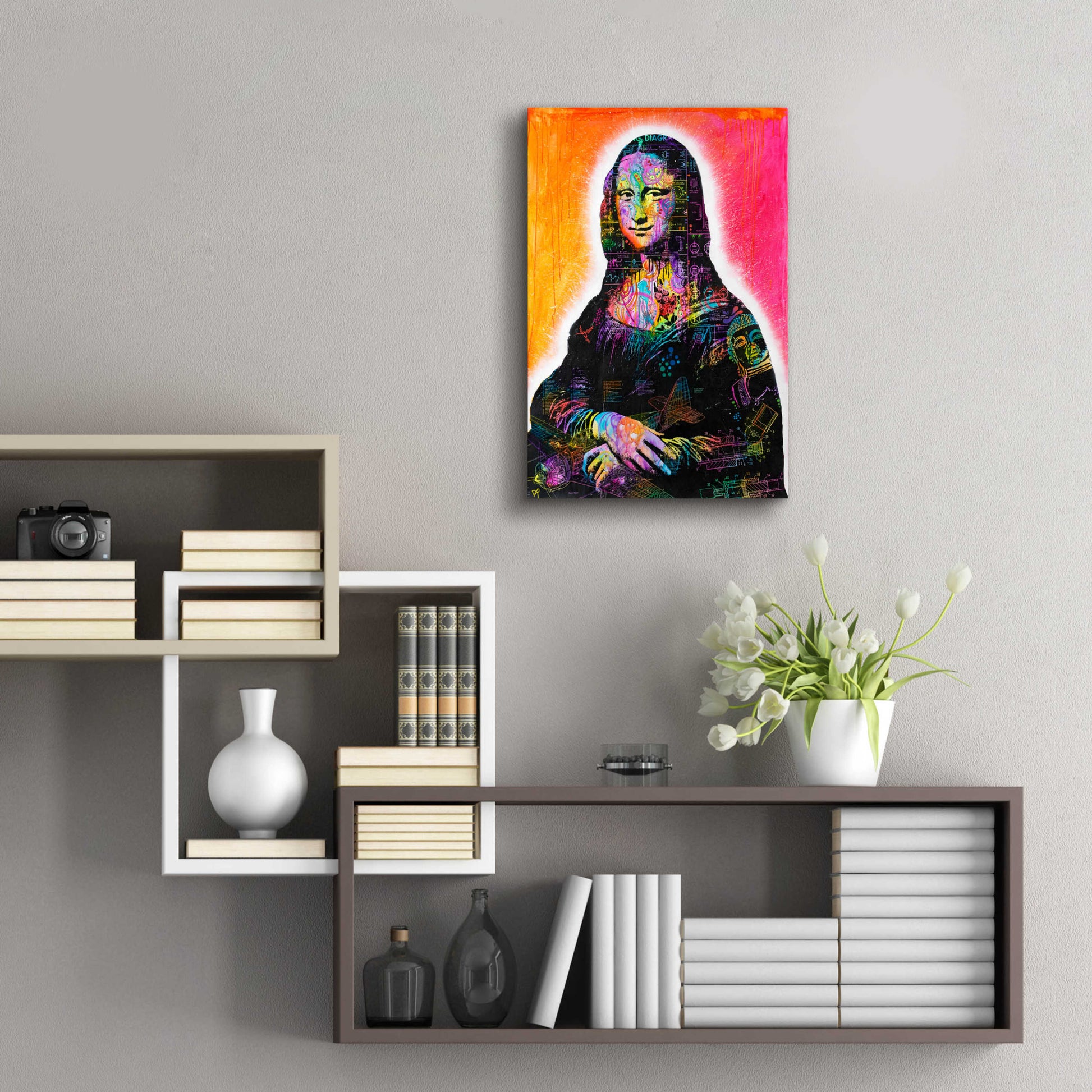 Epic Art 'Mona Lisa Peaking' by Dean Russo, Acrylic Glass Wall Art,16x24