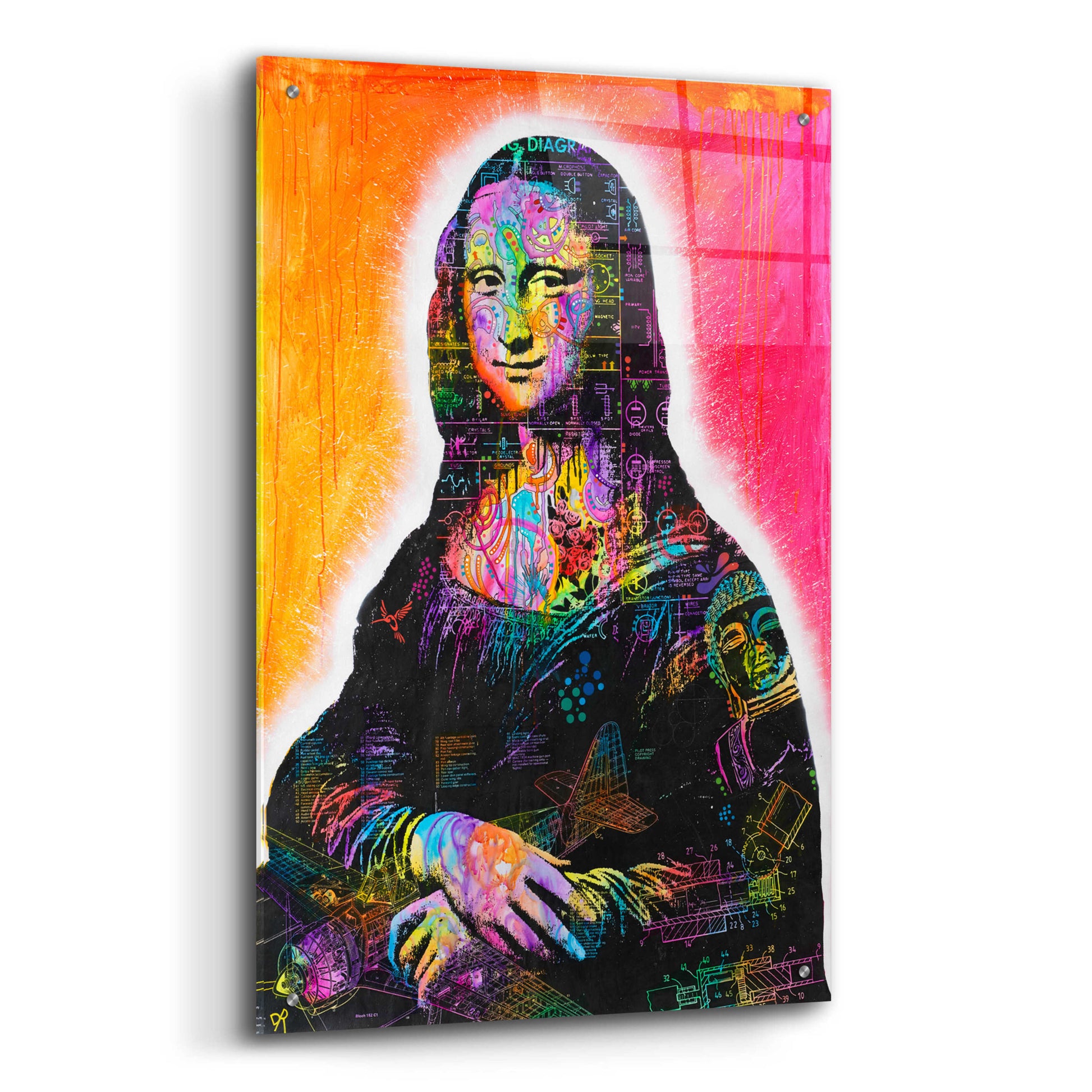 Epic Art 'Mona Lisa Peaking' by Dean Russo, Acrylic Glass Wall Art,24x36