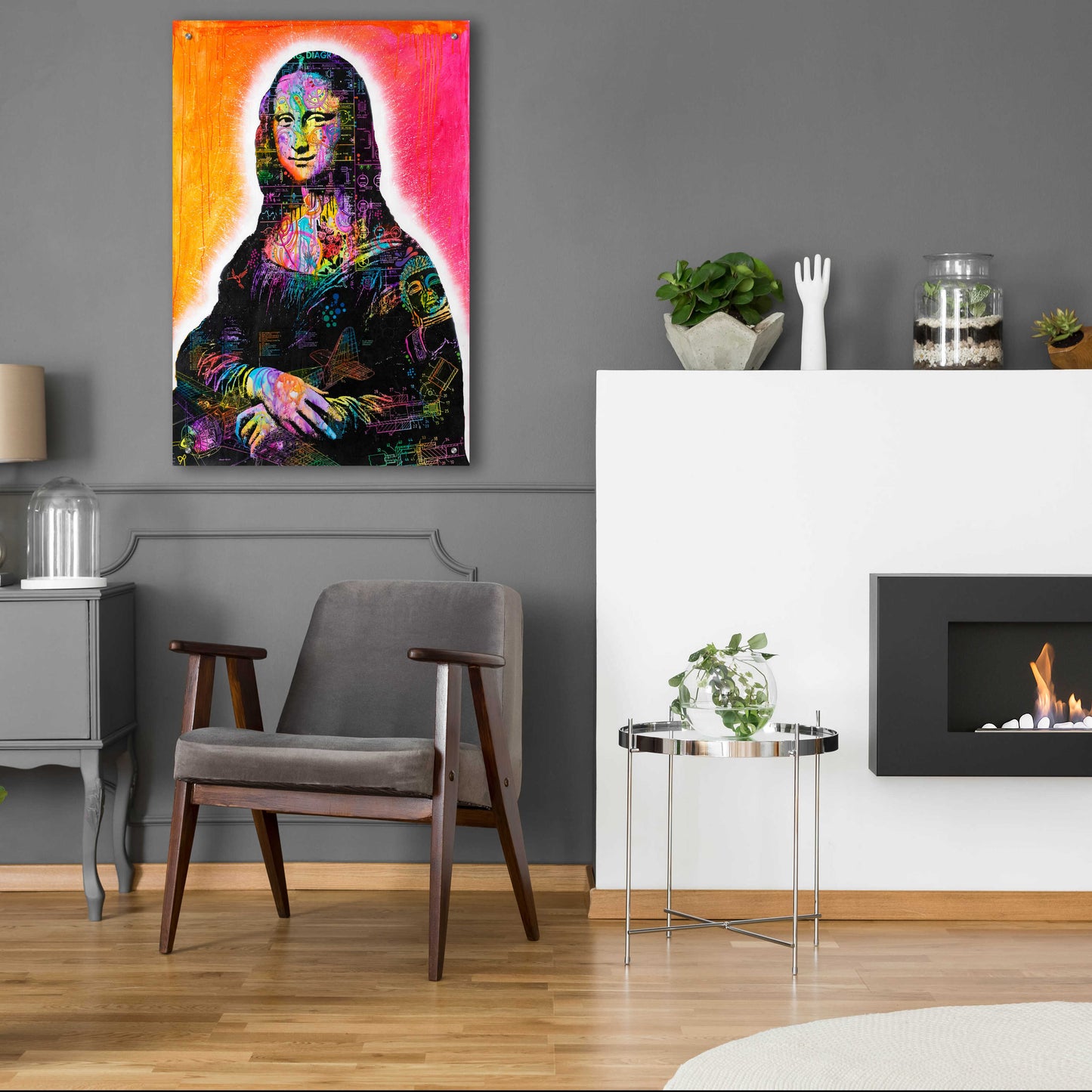 Epic Art 'Mona Lisa Peaking' by Dean Russo, Acrylic Glass Wall Art,24x36