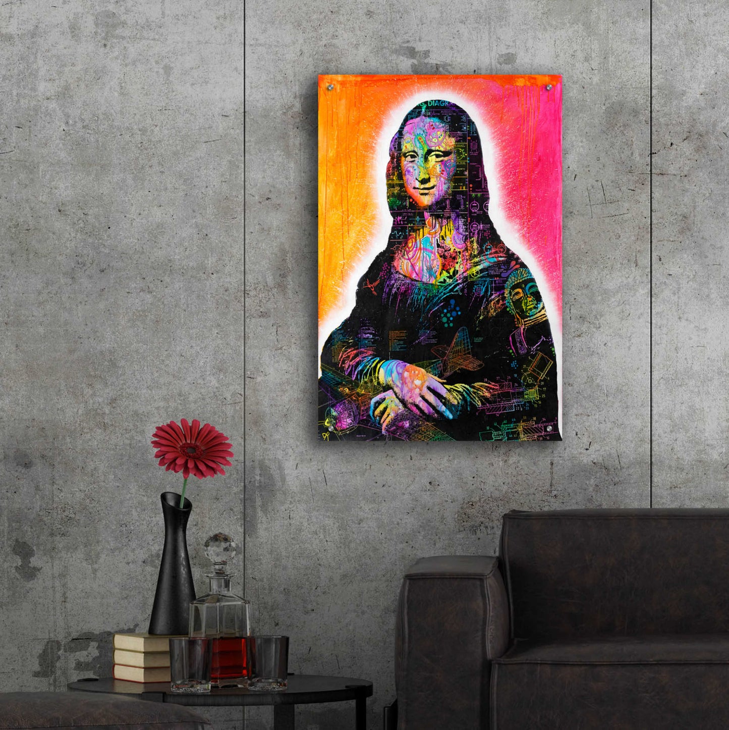 Epic Art 'Mona Lisa Peaking' by Dean Russo, Acrylic Glass Wall Art,24x36