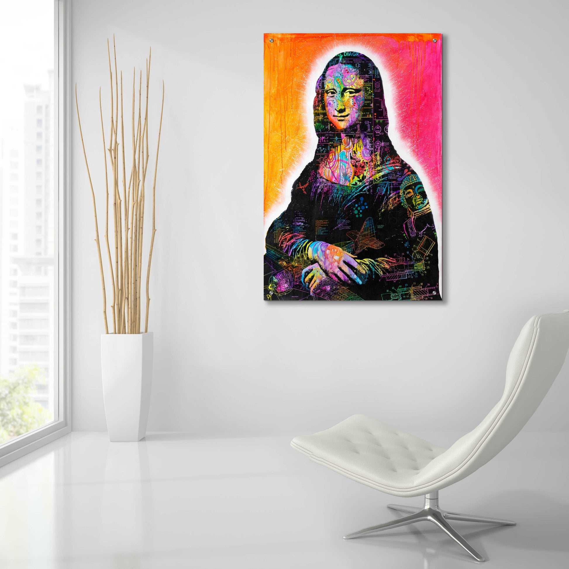 Epic Art 'Mona Lisa Peaking' by Dean Russo, Acrylic Glass Wall Art,24x36