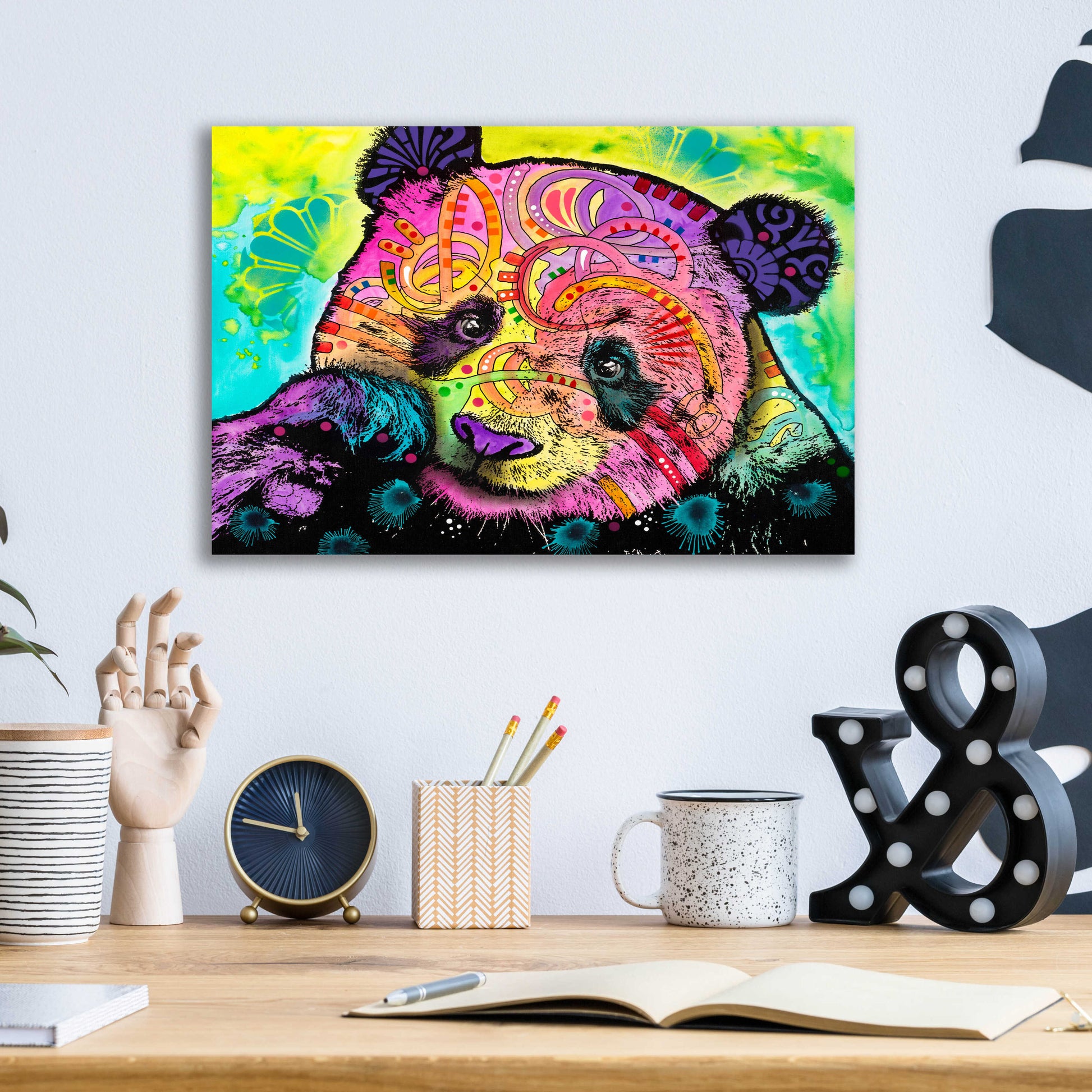 Epic Art 'Psychedelic Panda' by Dean Russo, Acrylic Glass Wall Art,16x12