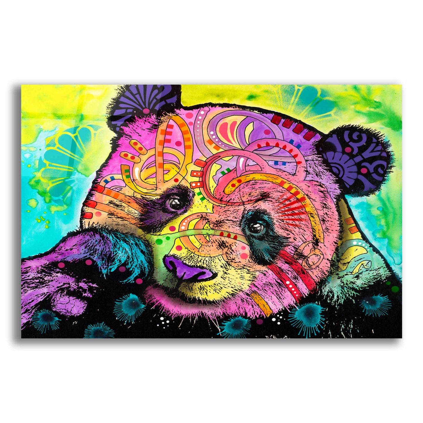 Epic Art 'Psychedelic Panda' by Dean Russo, Acrylic Glass Wall Art,24x16