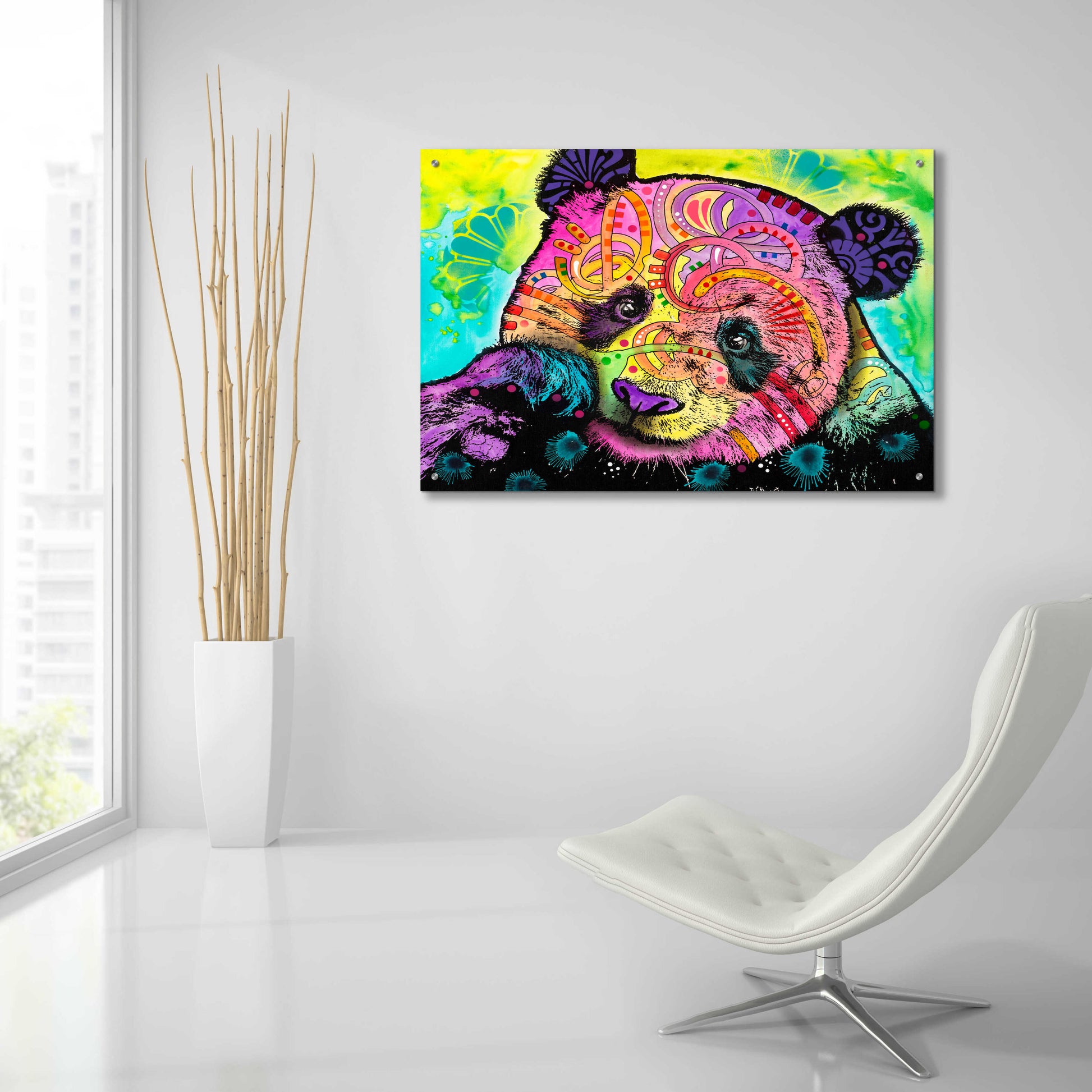 Epic Art 'Psychedelic Panda' by Dean Russo, Acrylic Glass Wall Art,36x24