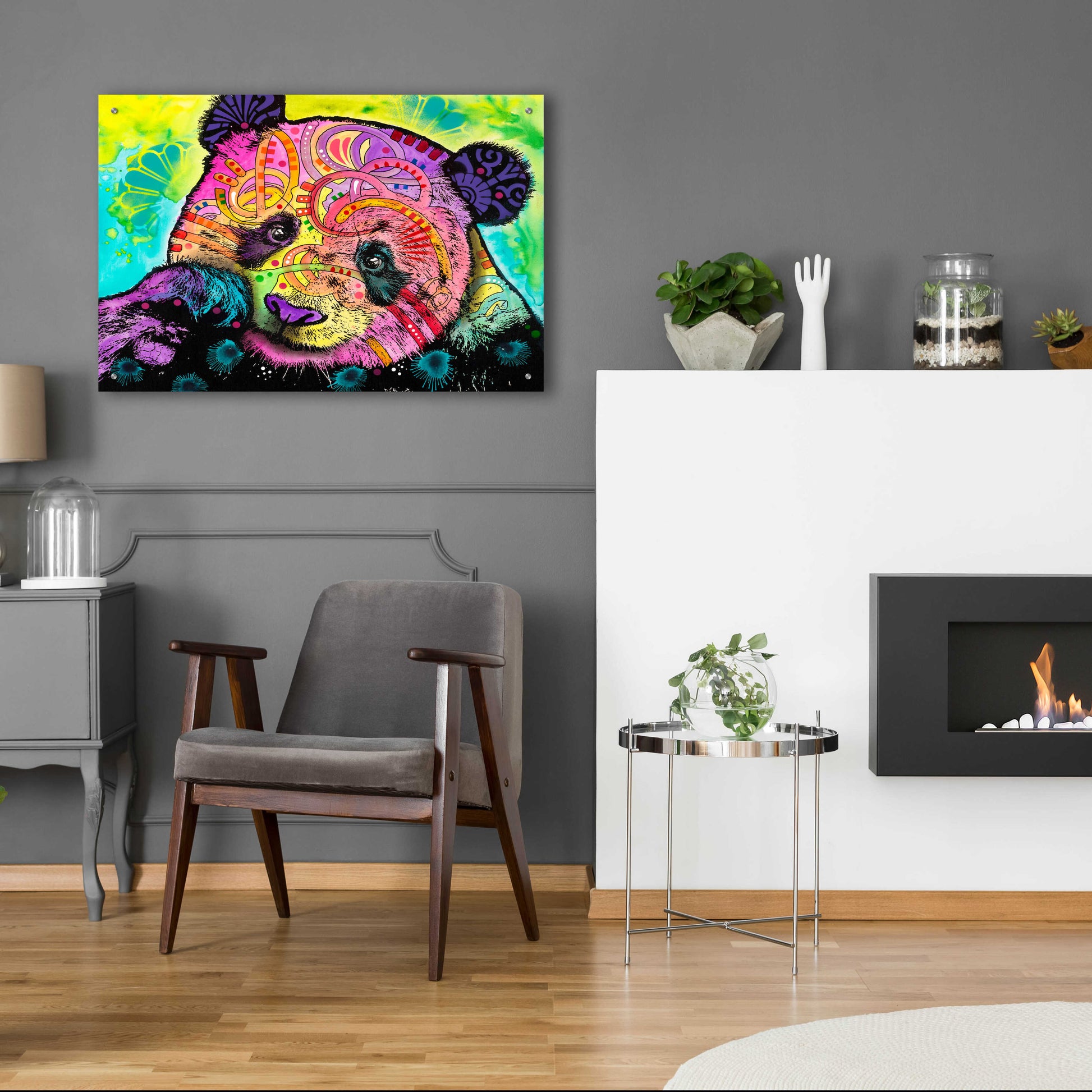 Epic Art 'Psychedelic Panda' by Dean Russo, Acrylic Glass Wall Art,36x24