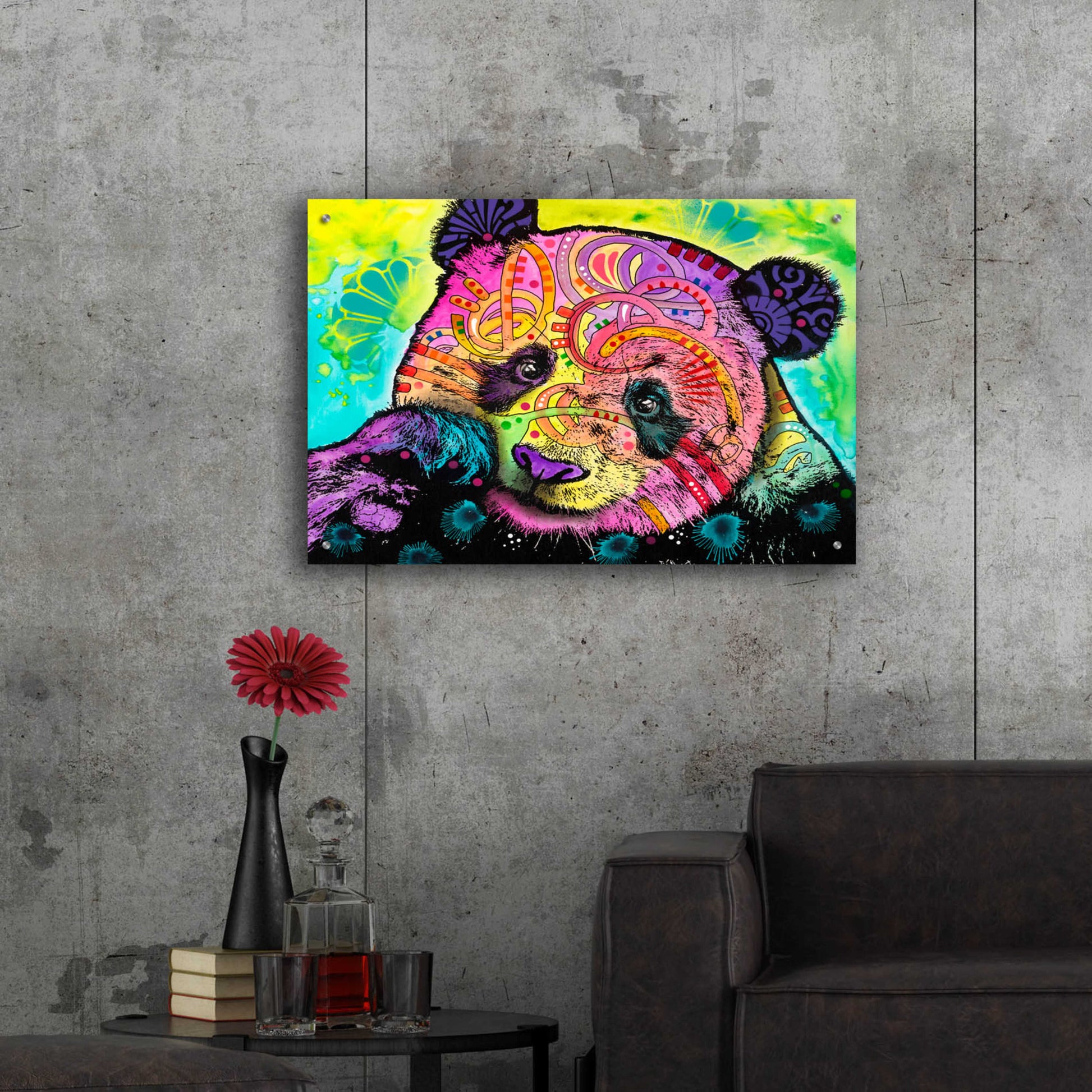 Epic Art 'Psychedelic Panda' by Dean Russo, Acrylic Glass Wall Art,36x24